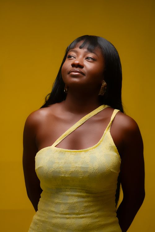 Elegant Portrait of Woman in Yellow Dress · Free Stock Photo