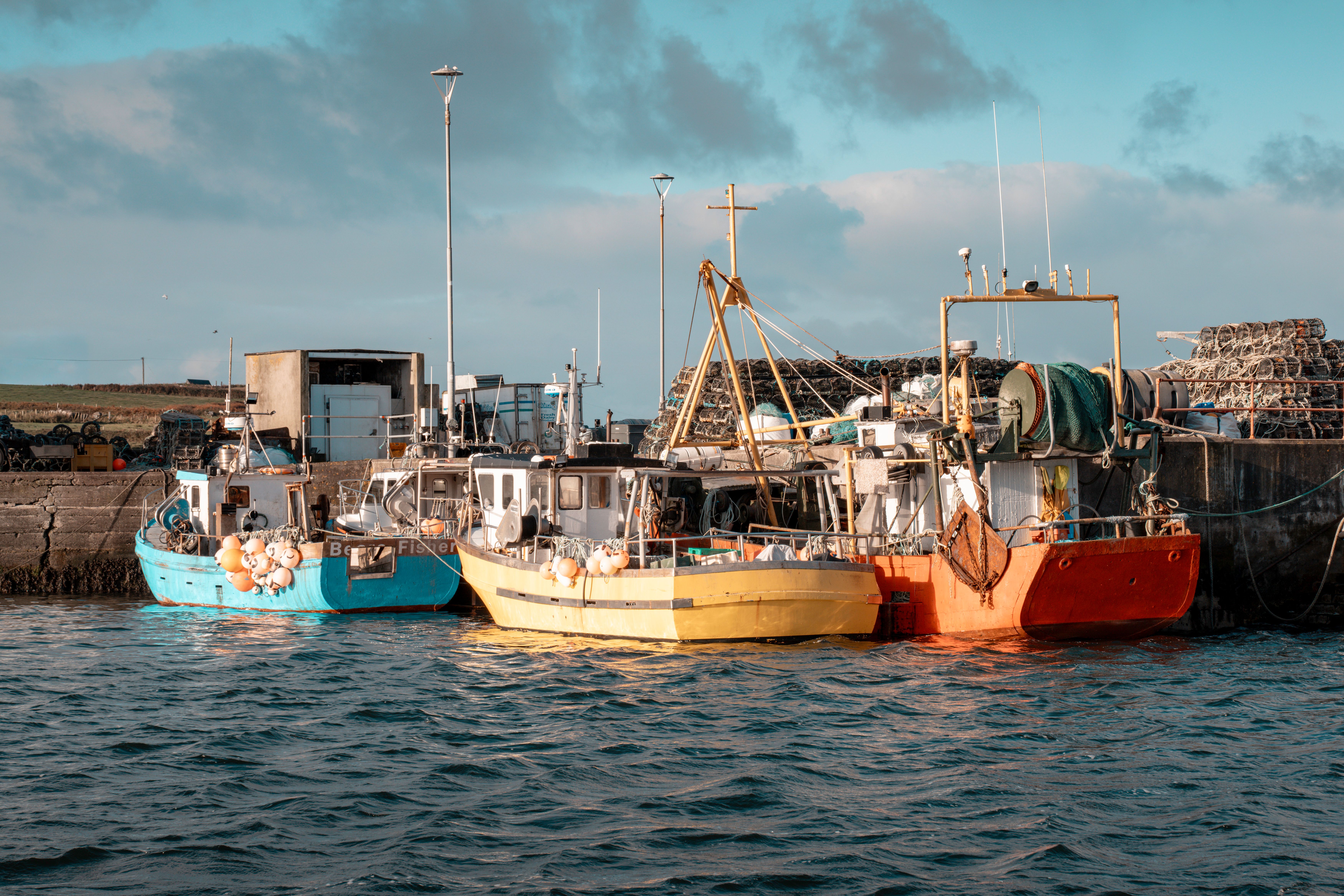 Colorful Fishing Boats Docked in Irish Port · Free Stock Photo