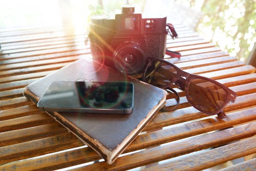 Black Film Camera on Table
