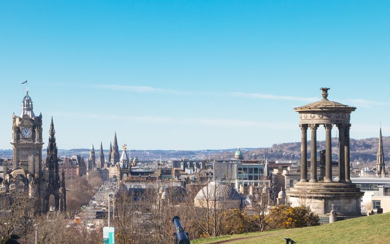 Calton Hill Edinburgh panorama city view monuments