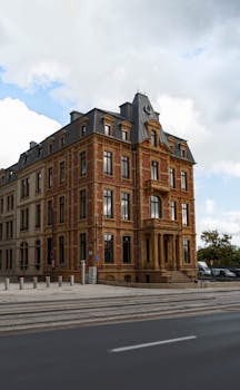 Beautiful historic building in Luxembourg City on a cloudy day, showcasing classic architecture.