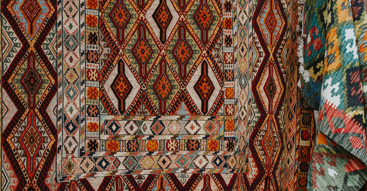 Persian Rug Display Traditional Colorful Persian Rug Display · Free Stock Photo
