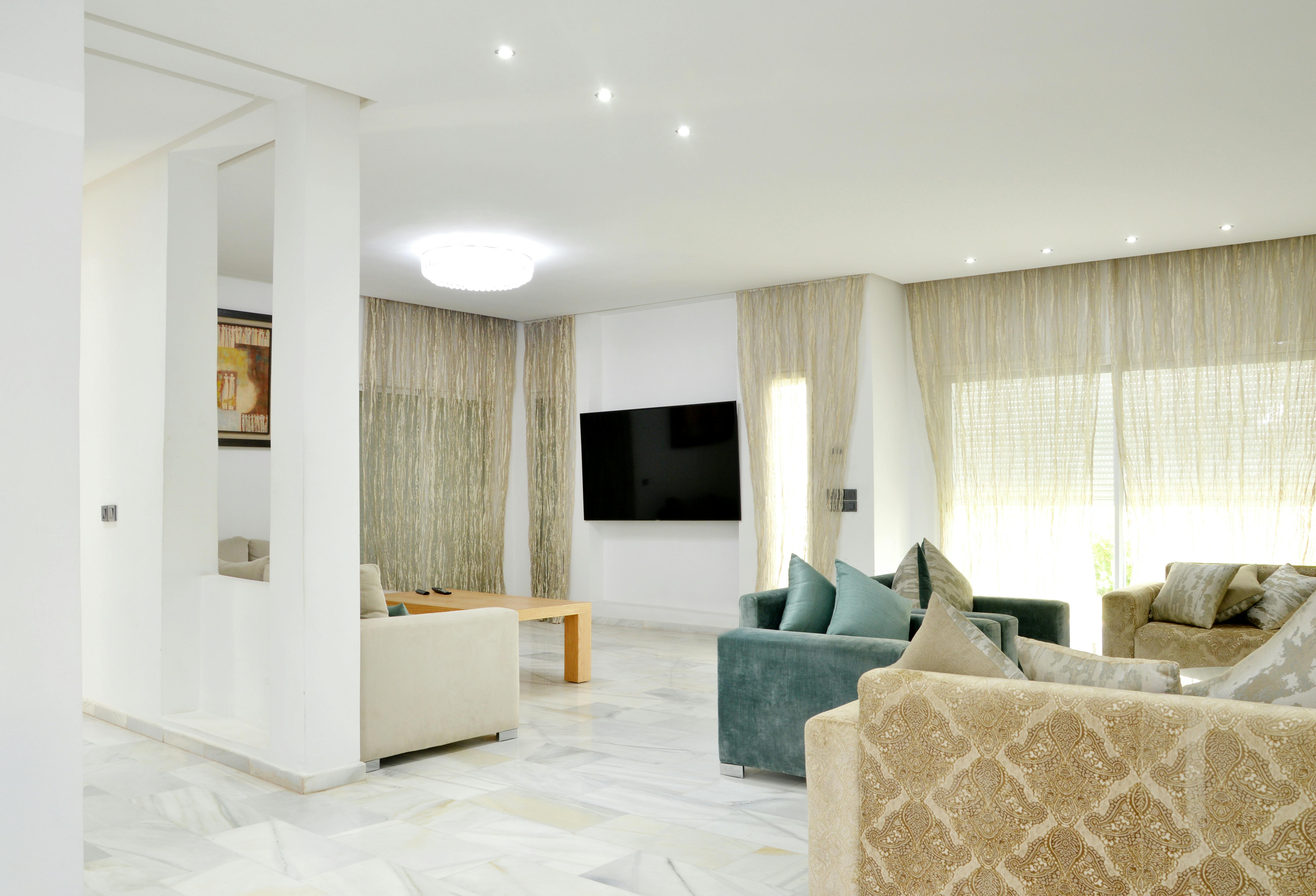 Futuristic interior space with sleek surfaces and ambient lighting