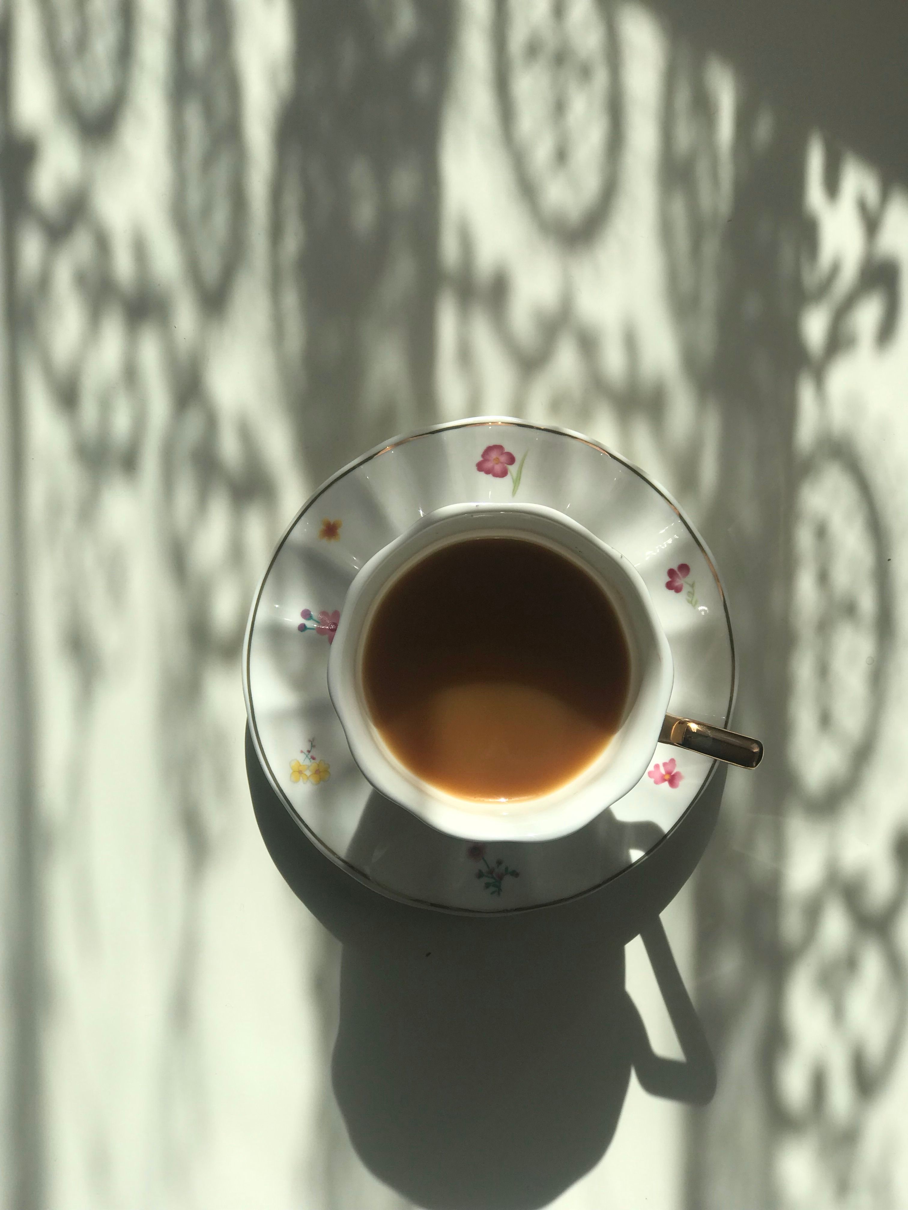 Elegant Morning Tea with Floral Shadows · Free Stock Photo