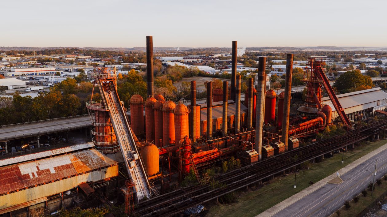 Aerial View of Sloss Furnaces in Birmingham at Sunset · Free Stock Photo