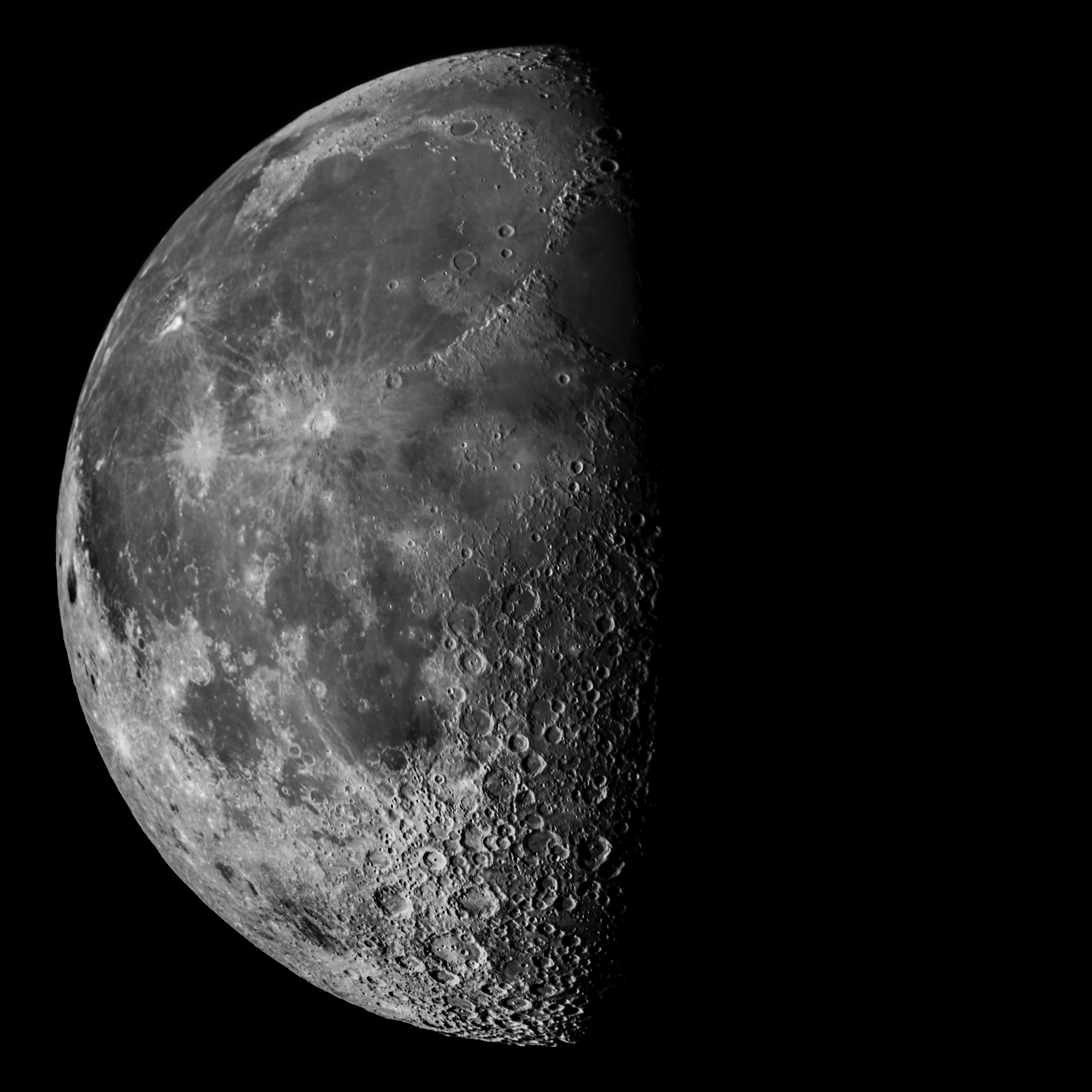 Dramatic black and white half moon view in São Pedro de Alcântara, Brazil.