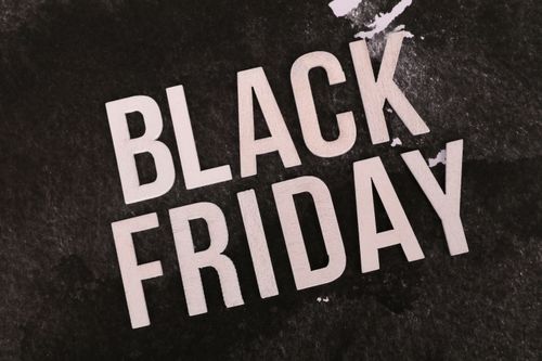 Free Stylish Black Friday sale sign for retail promotions and marketing. Stock Photo