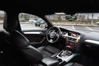 Luxury Car Interior with Black Leather Seats