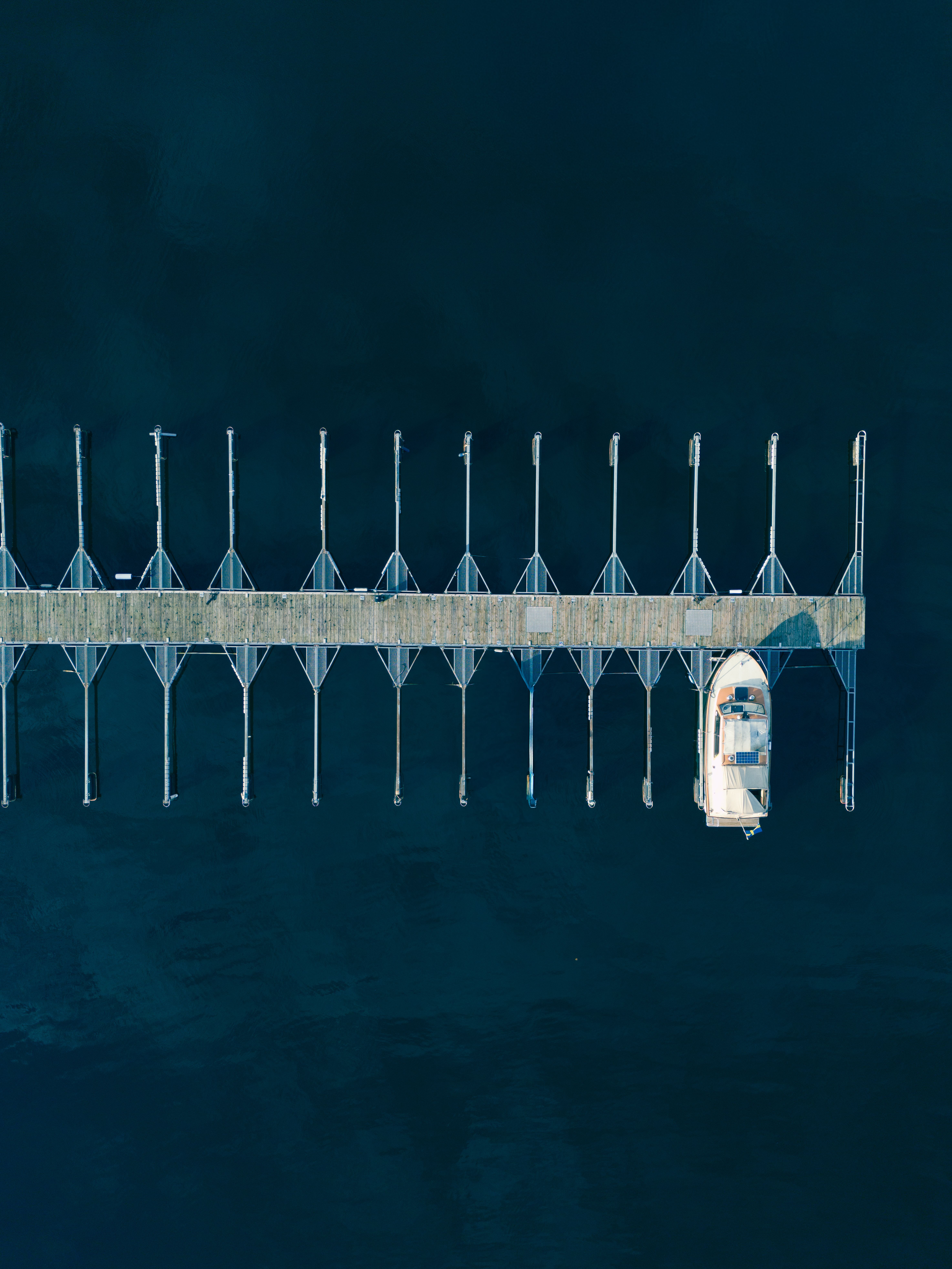 Aerial View of Boat Docked at Jönköping Harbor · Free Stock Photo