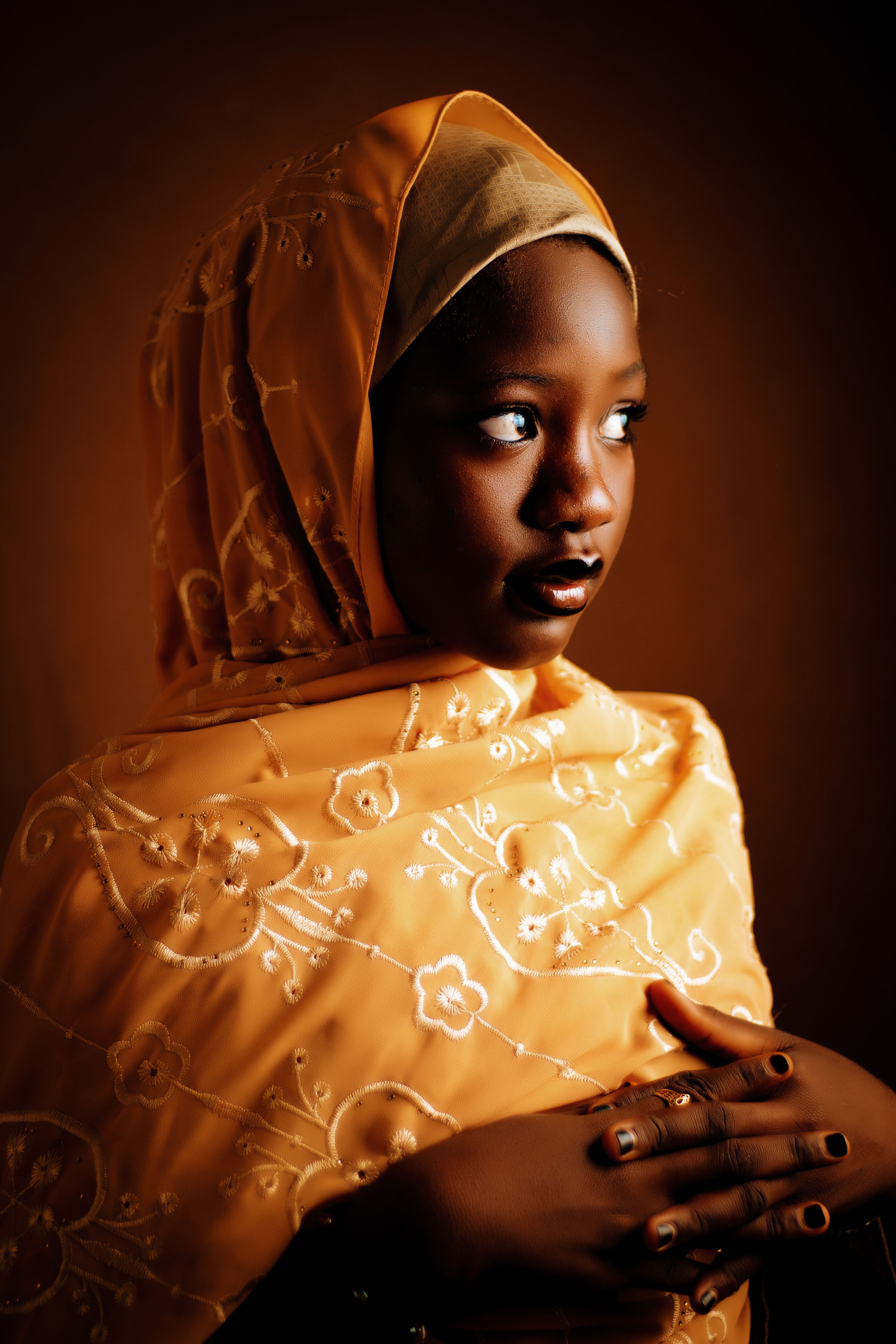 Elegant Portrait of Young Girl in Yellow Hijab · Free Stock Photo