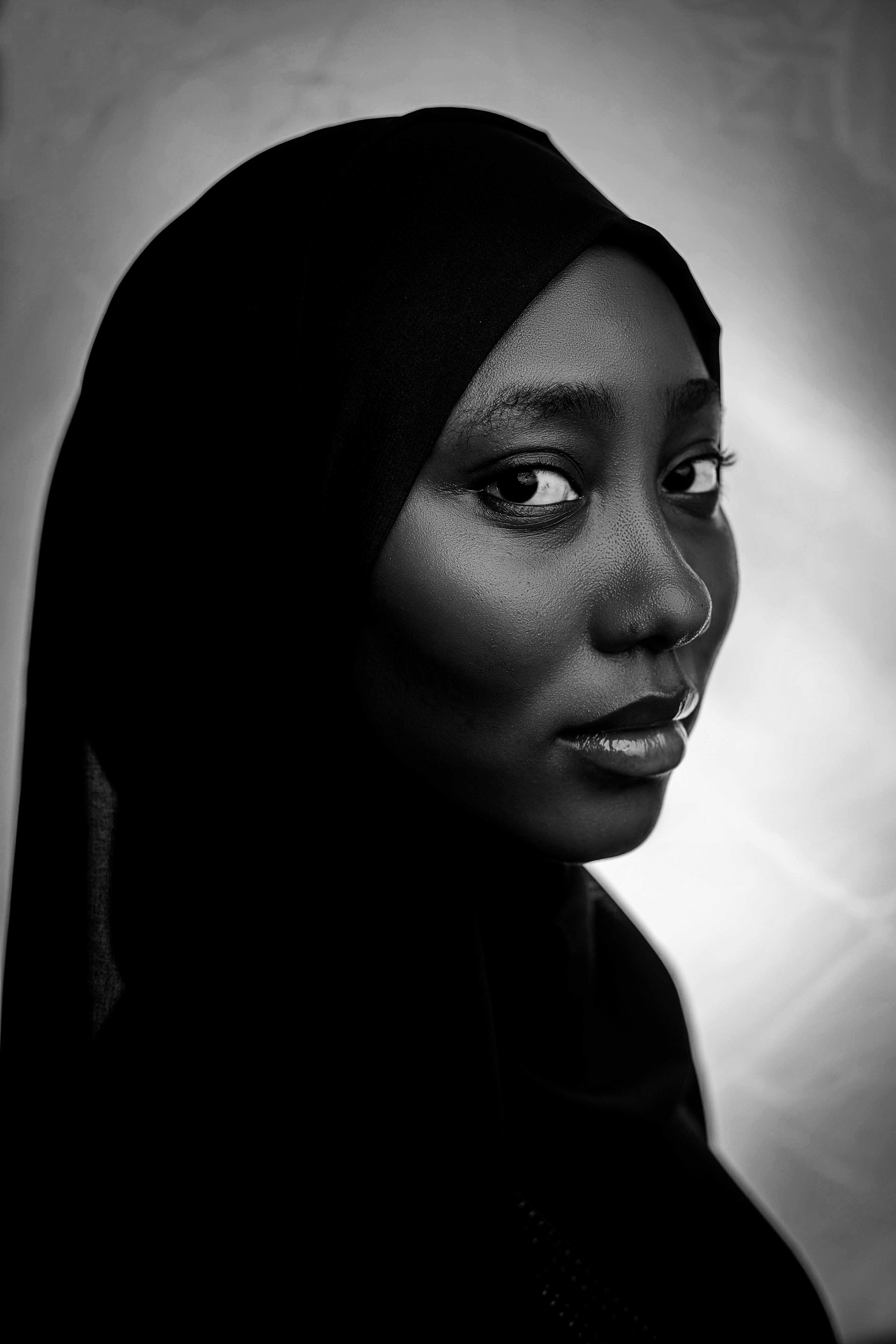 Black and White Portrait of a Woman in Hijab · Free Stock Photo
