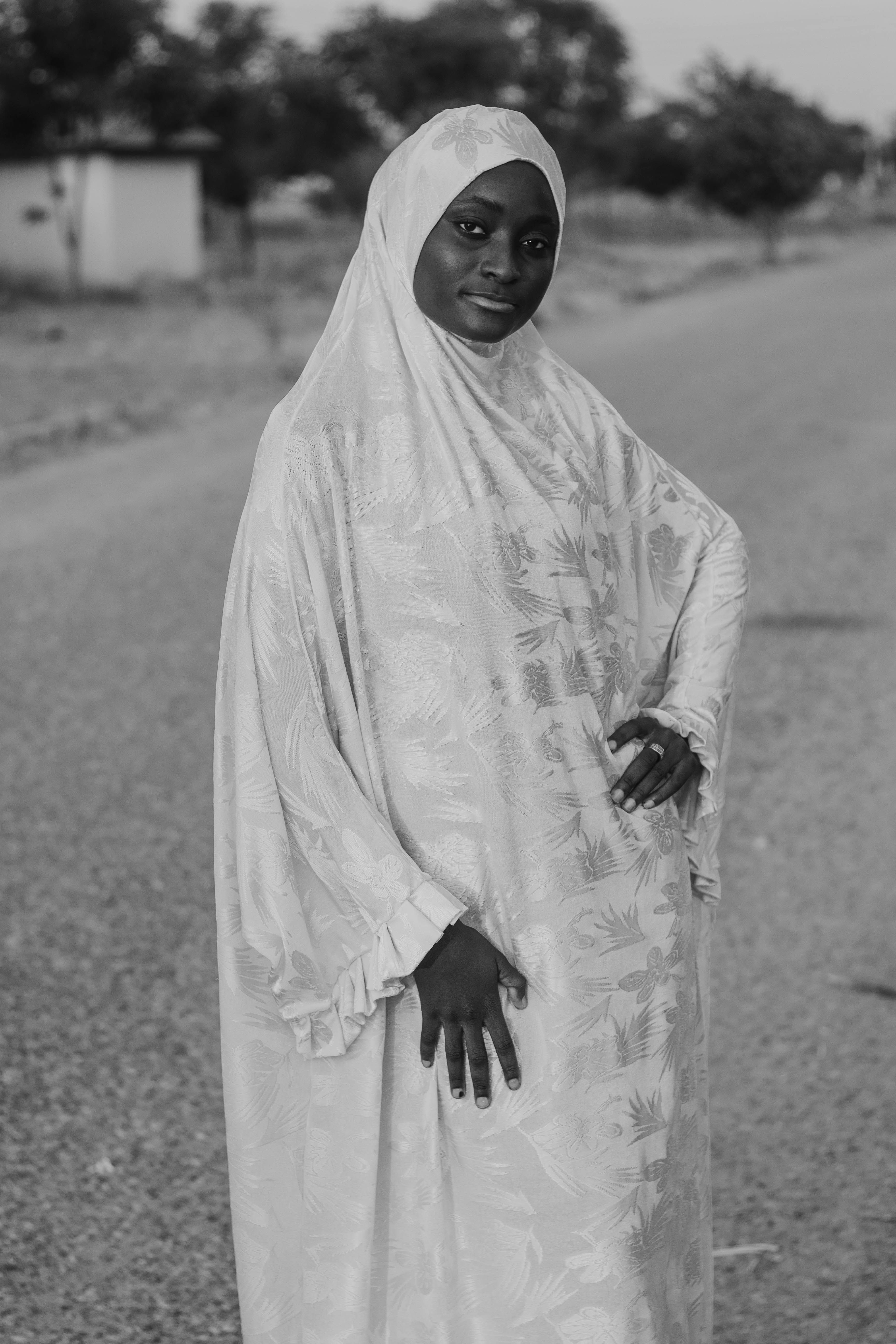 Black and White Portrait of a Woman in Traditional Dress · Free Stock Photo