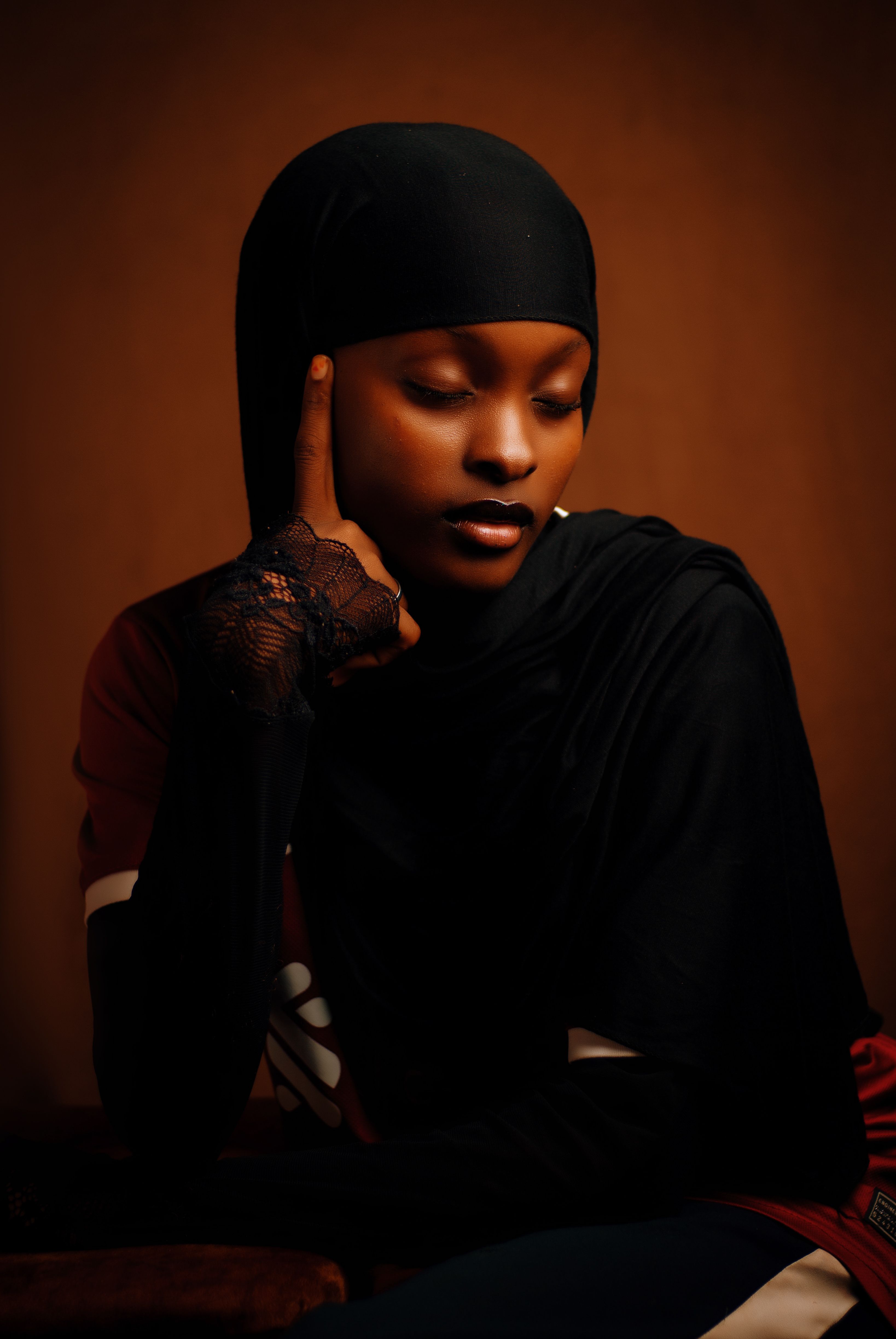 Elegant Portrait of Woman in Black Hijab · Free Stock Photo
