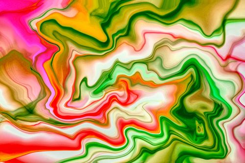 Free Colorful abstract art featuring dynamic swirling patterns in pink, green, and yellow hues. Stock Photo