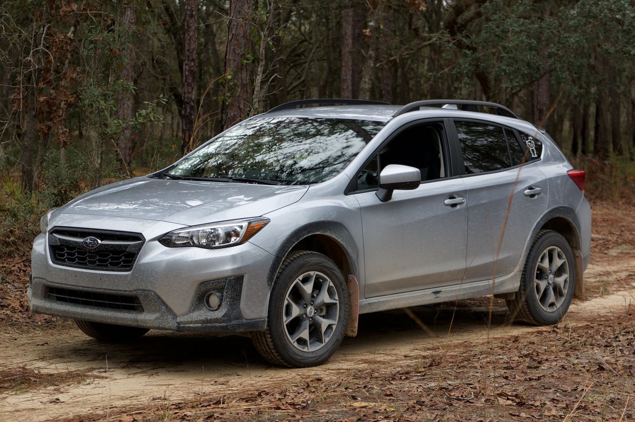 a silver suv navigating a dirt track through a dense forest showcasing