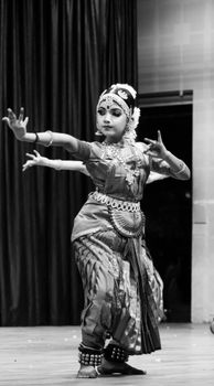 Elegant Bharatanatyam dance performance captured in Guruvayur, India.