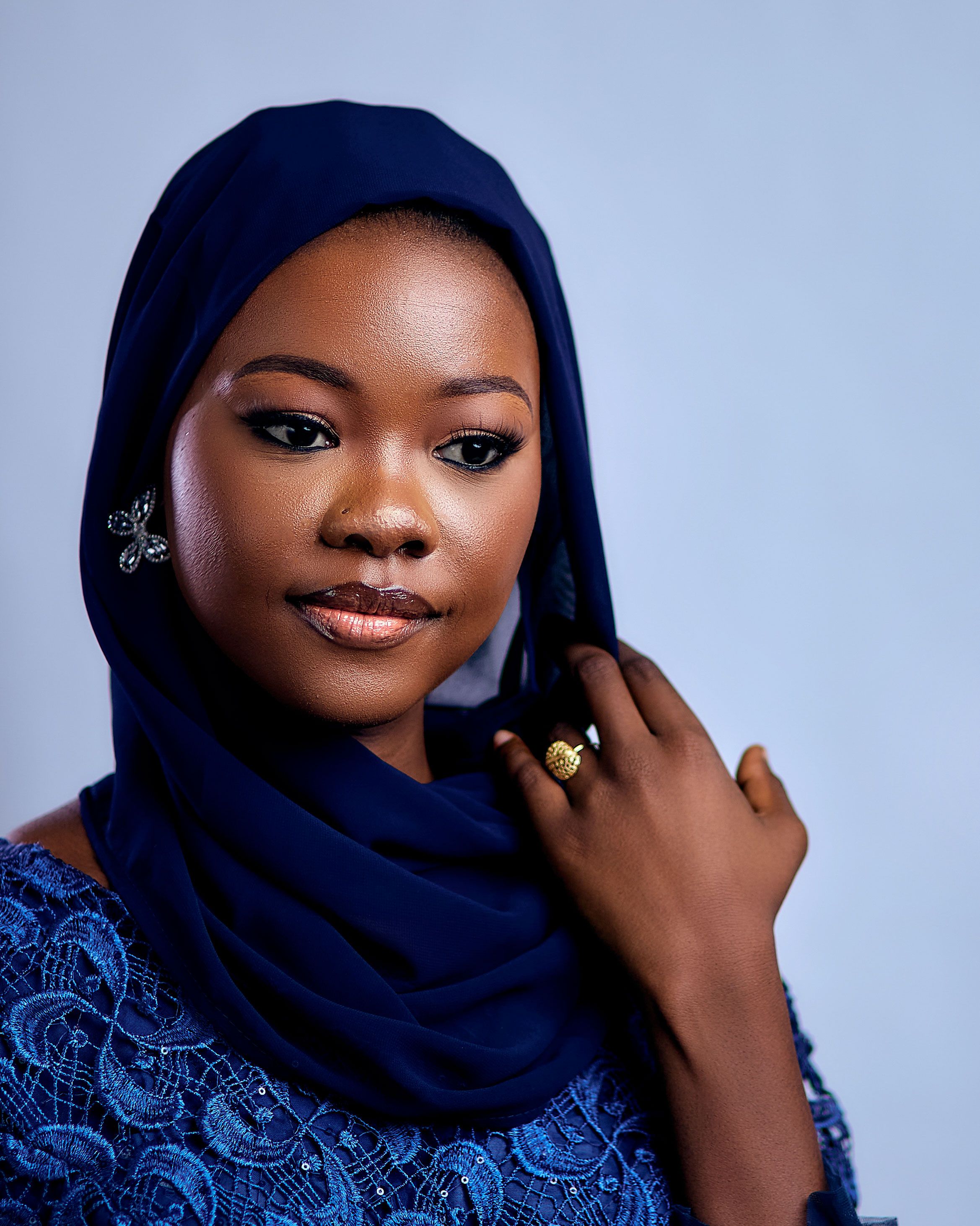 Portrait of Woman in Elegant Blue Hijab · Free Stock Photo
