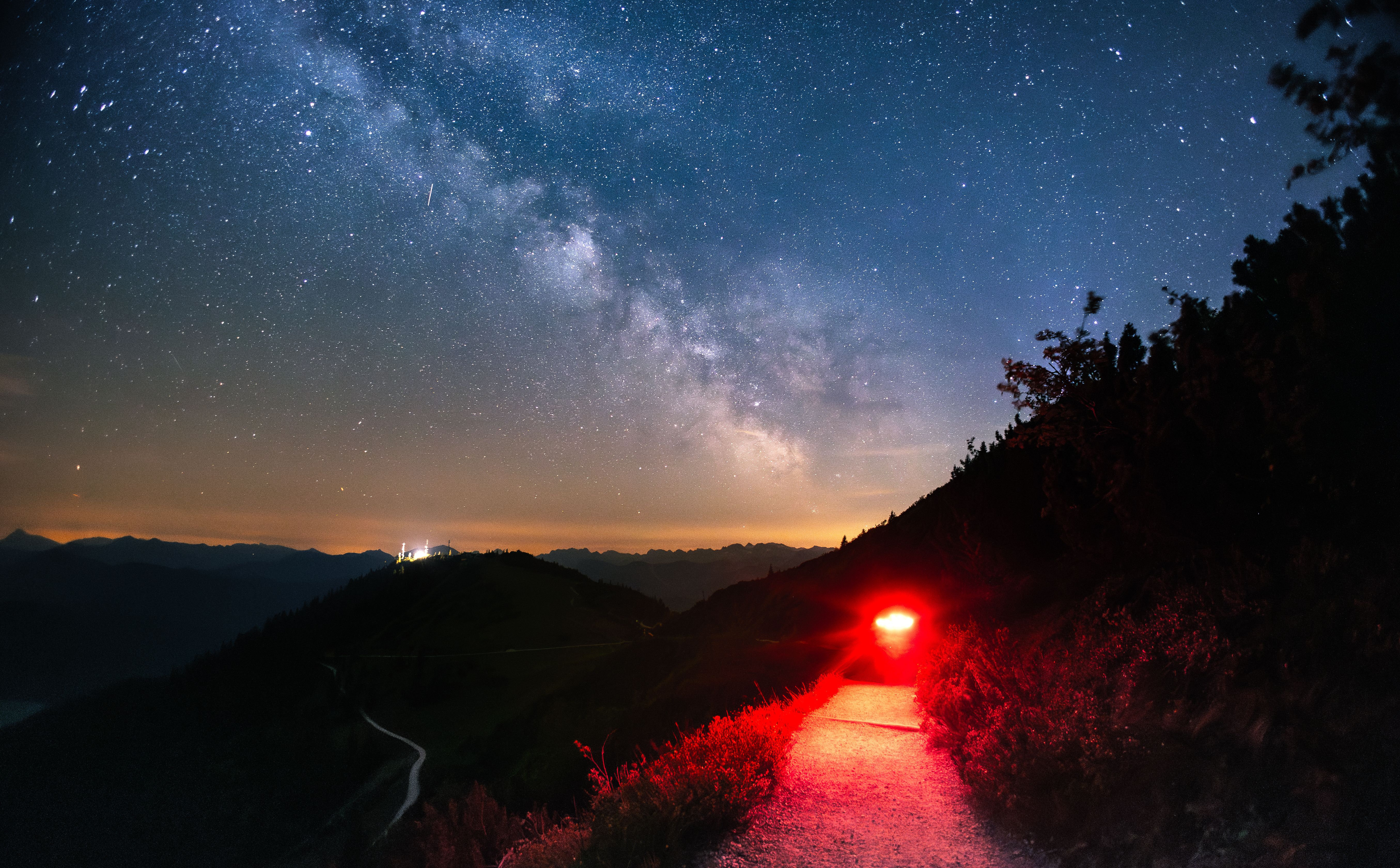 Spectacular Milky Way Over Mountain Trail at Night · Free Stock Photo