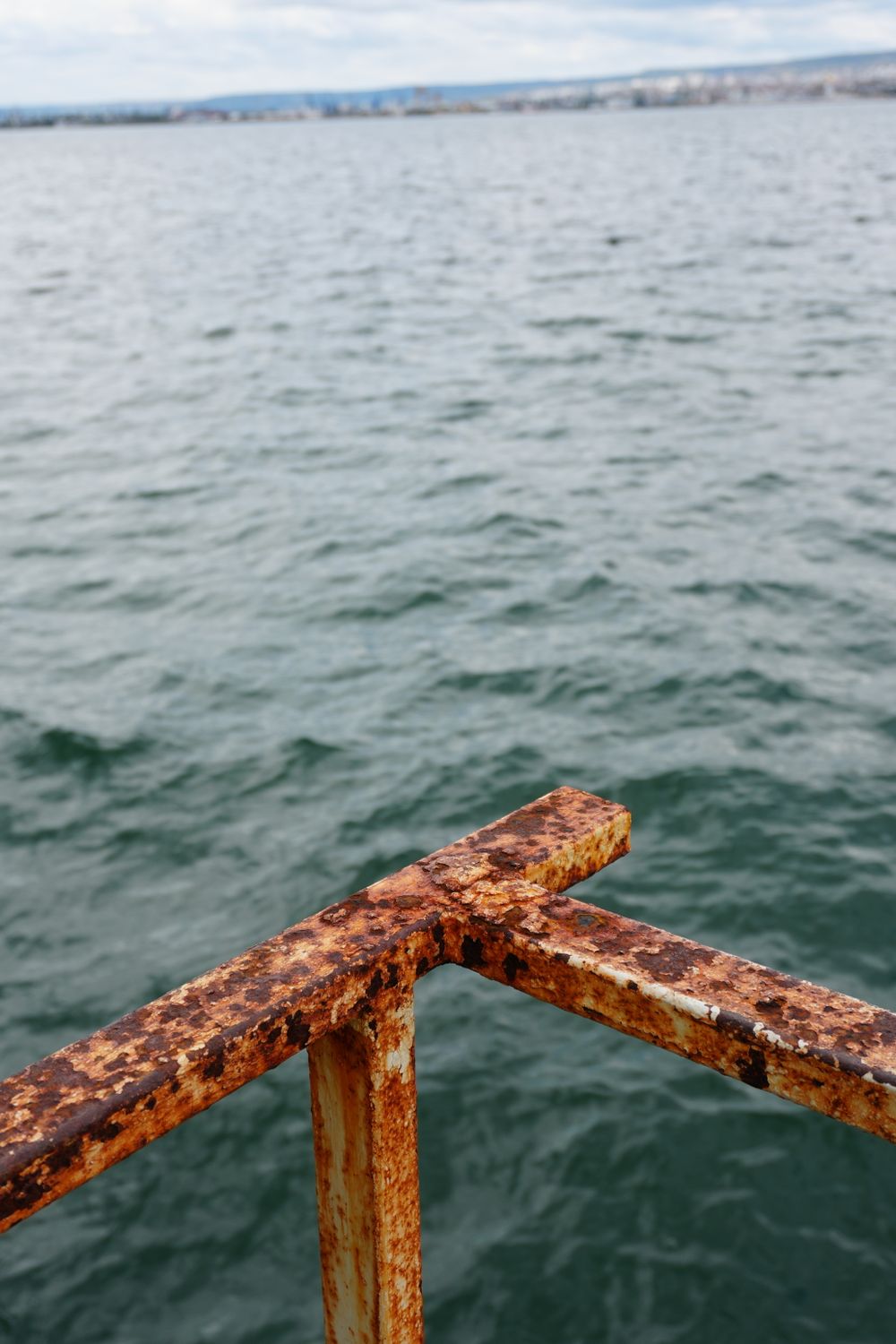 Rusty Metal Railing Overlooking a Vast Ocean · Free Stock Photo