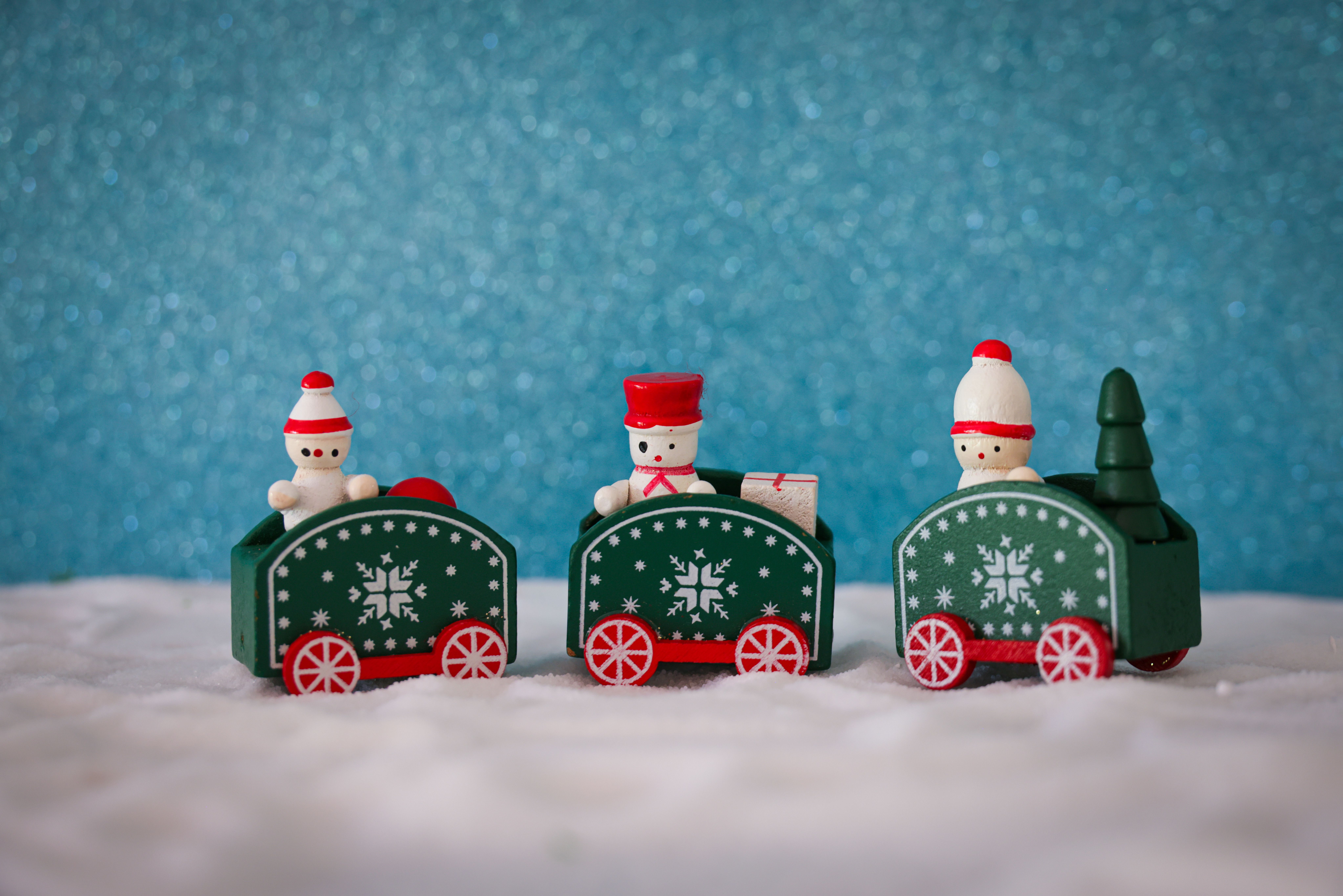 Festive Snowman Train with Christmas Decor · Free Stock Photo