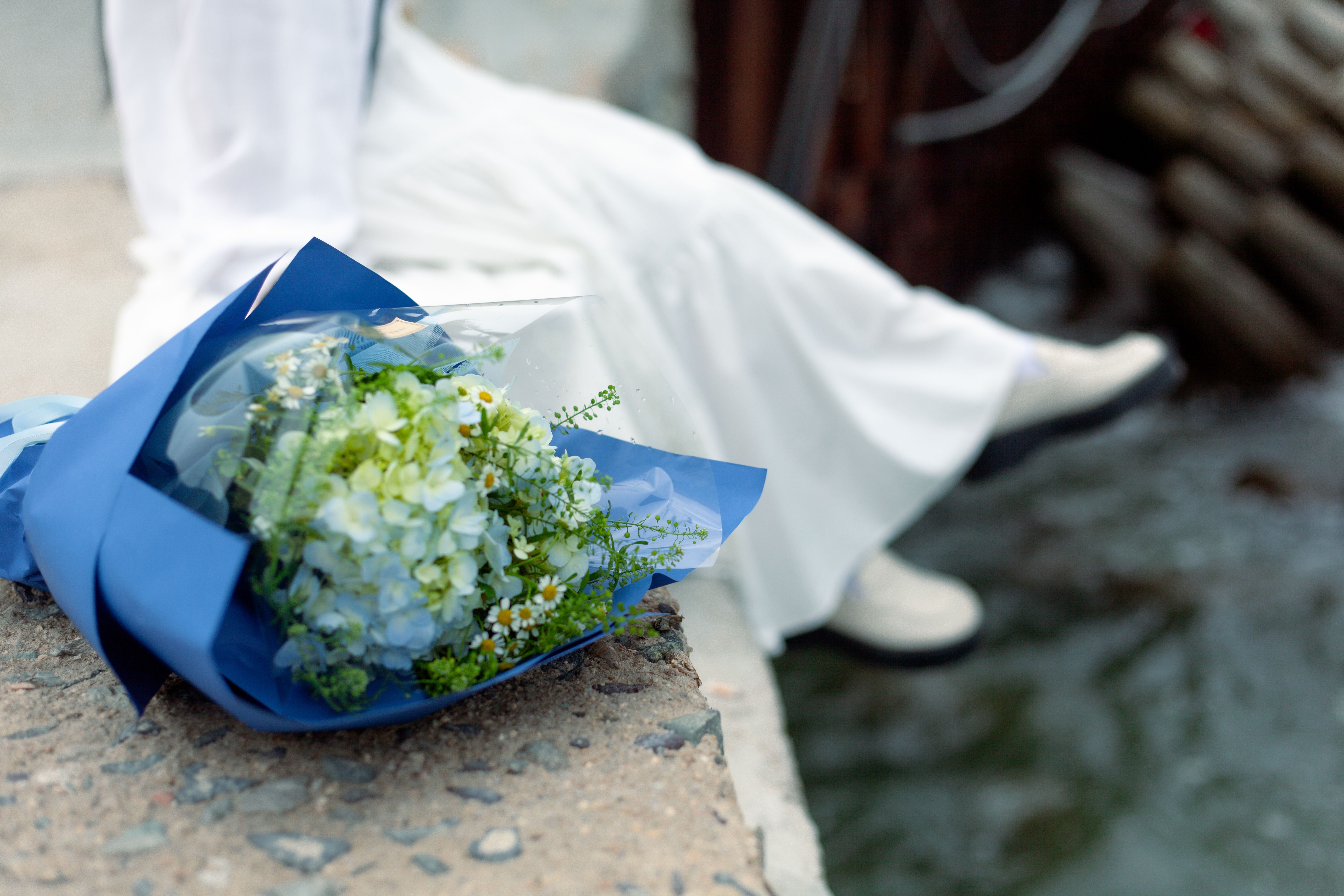 Elegant Bride with Bouquet by Waterside · Free Stock Photo