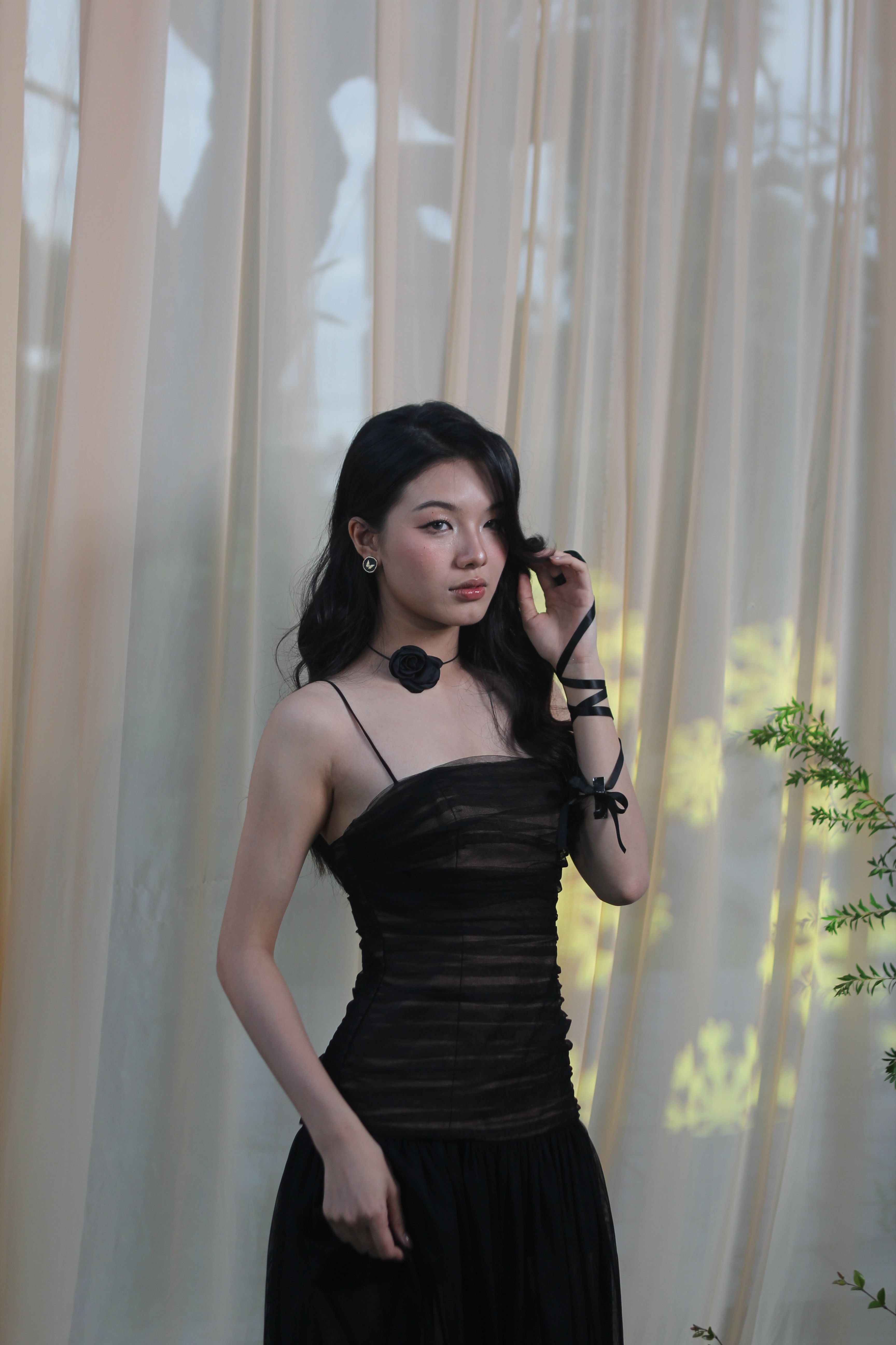 Portrait of Woman in Elegant Black Dress Indoors · Free Stock Photo