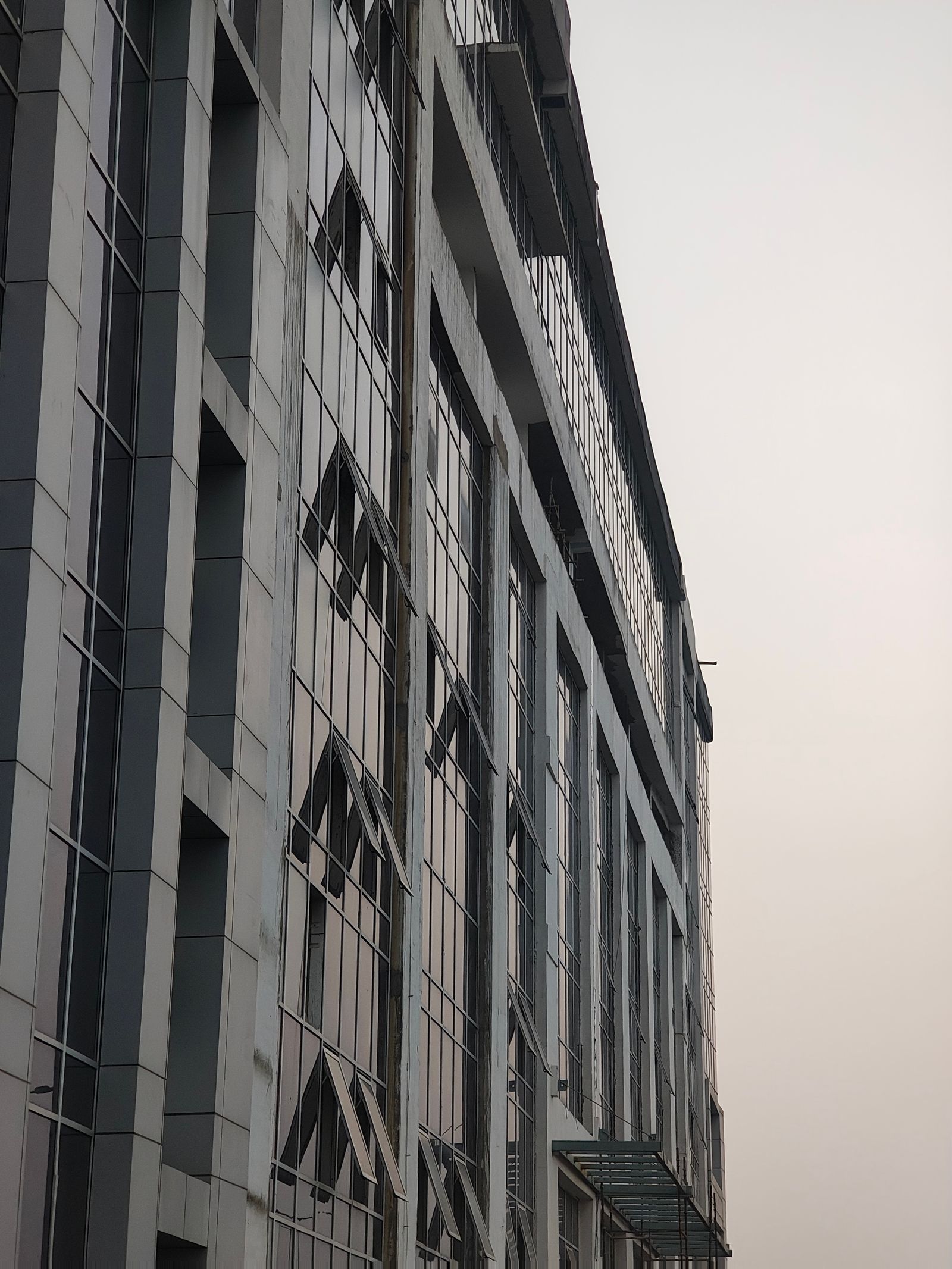 Angled shot of a modern office building