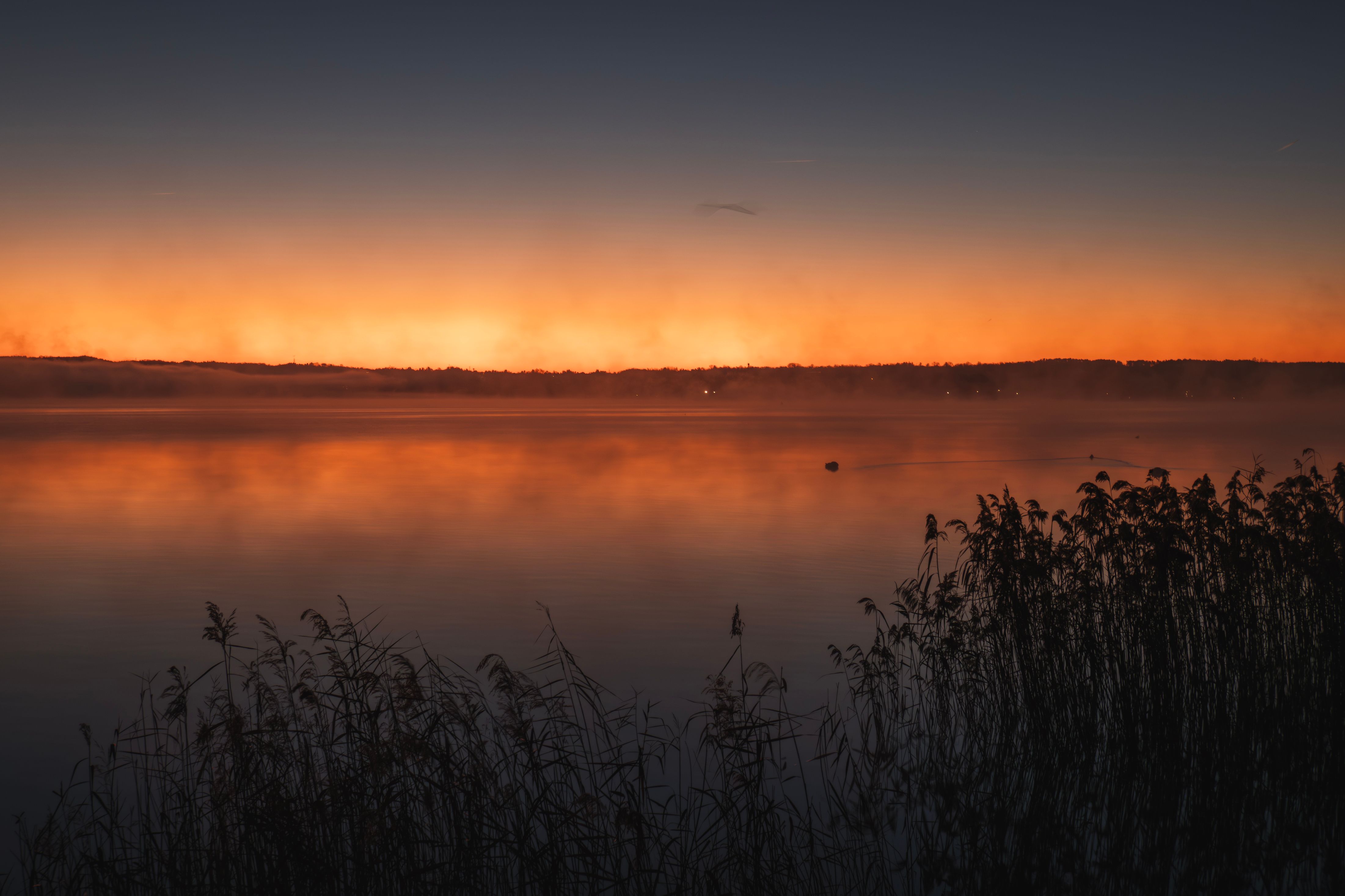 Serene Sunset Over Tranquil Lake Landscape · Free Stock Photo