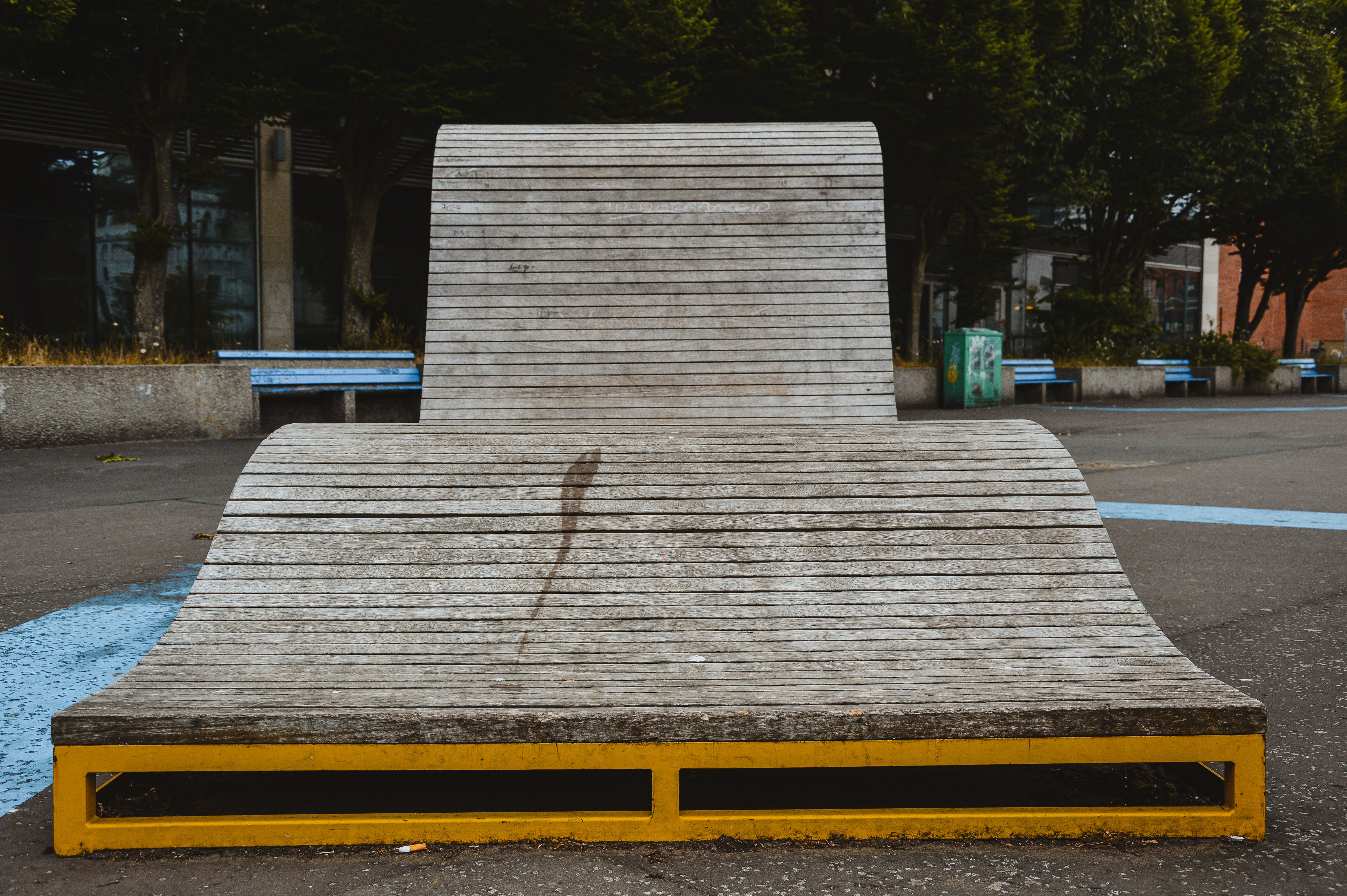 Curved Wooden Skate Ramp in Urban Park · Free Stock Photo