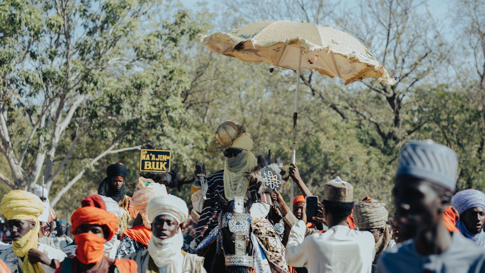 Vibrant cultural parade with traditional attire, Mali