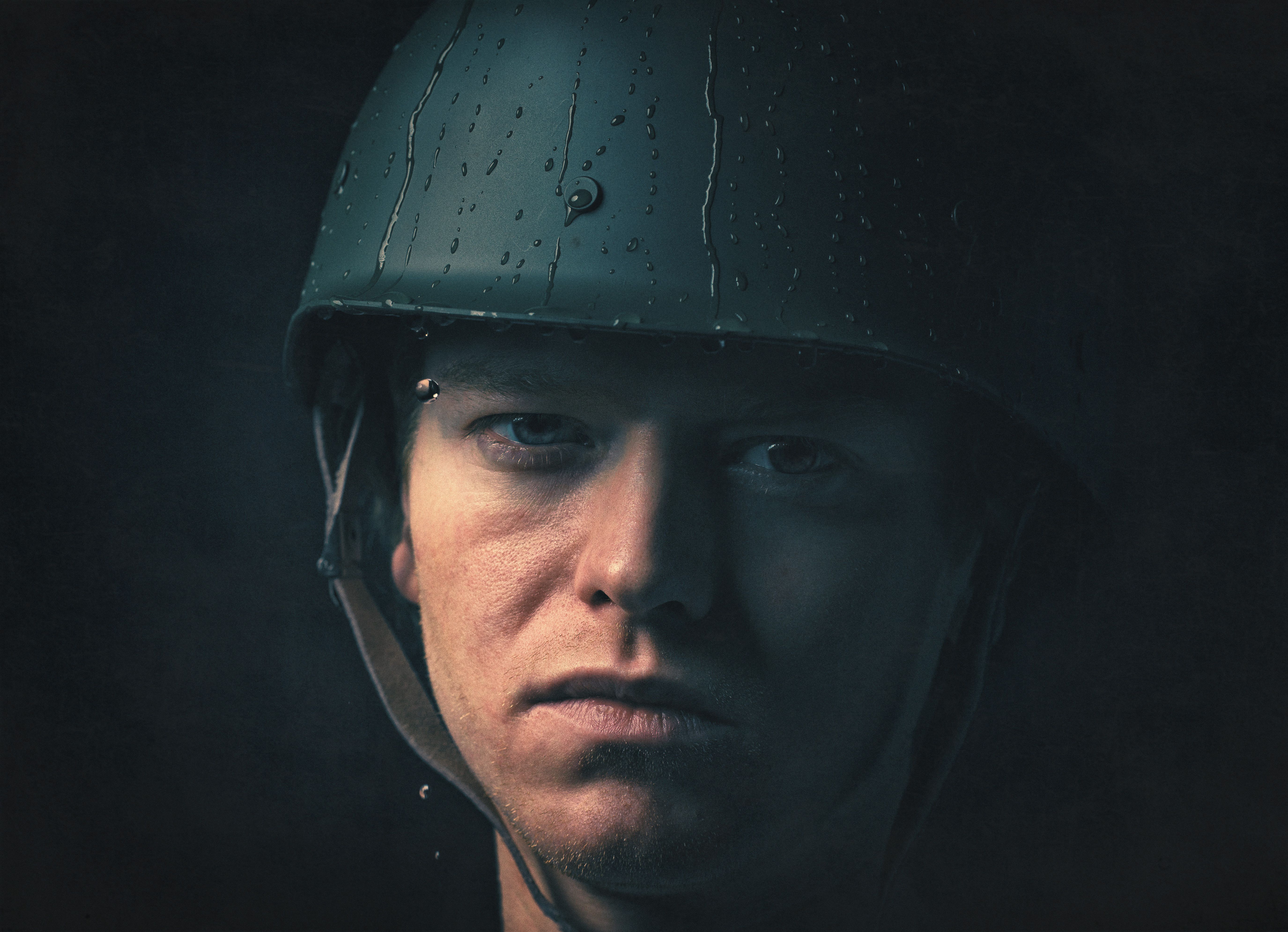 Dramatic Portrait of Soldier with Helmet · Free Stock Photo