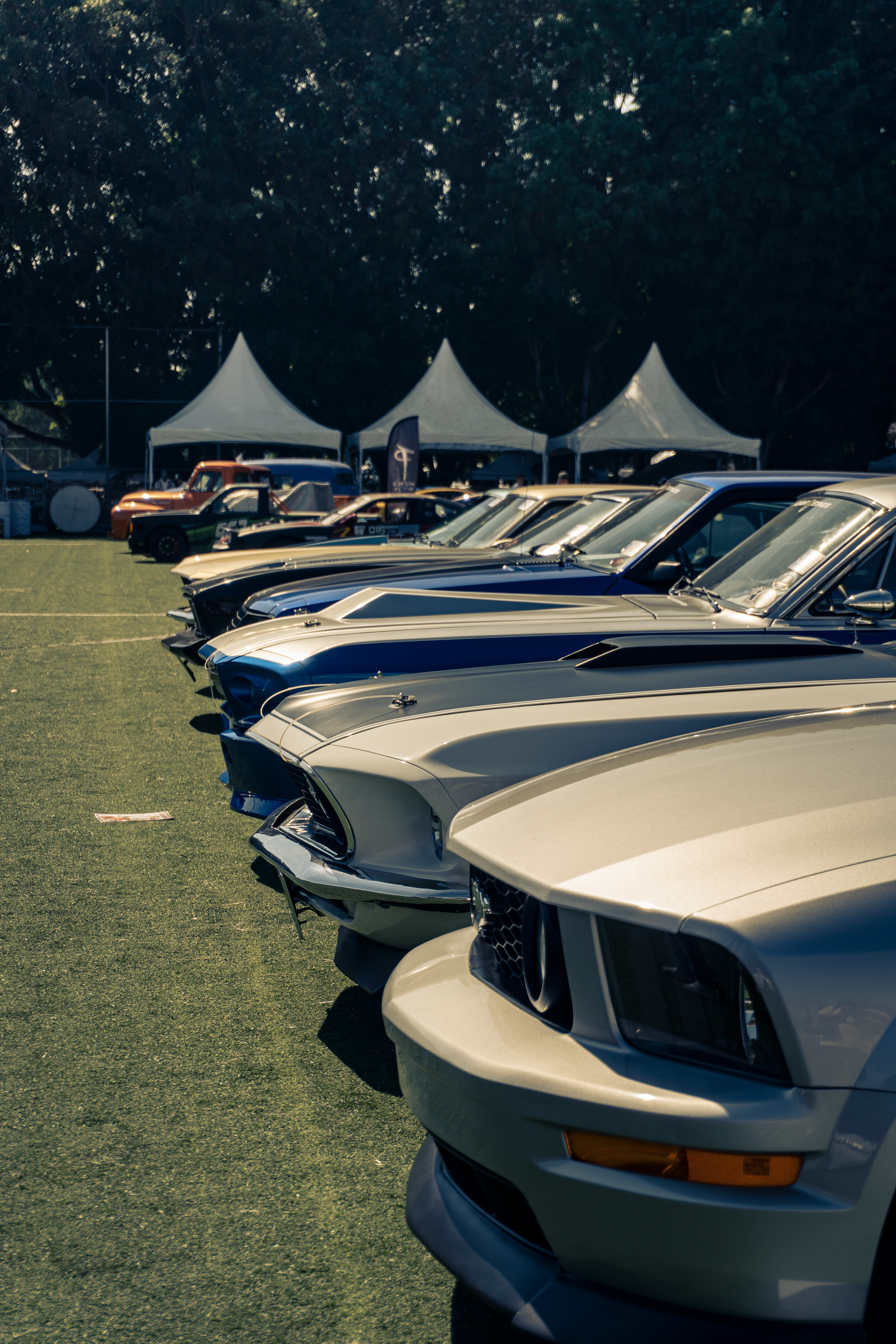 Lineup of vintage cars at a classic car event in Zapopan, Jalisco, Mexico.