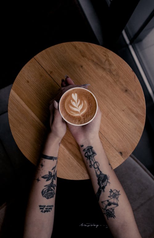 Photo Vue De Dessus D'une Tasse De Café Brun