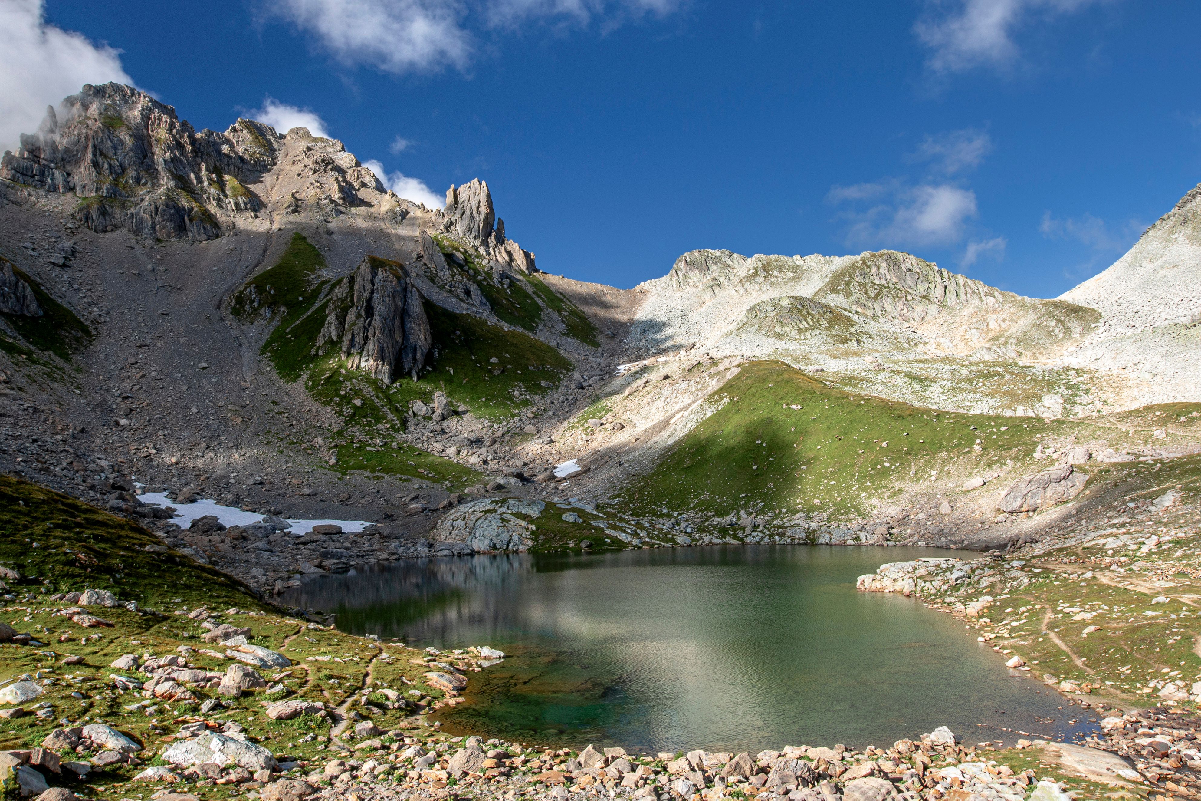 Majestic Mountain Lake with Clear Blue Sky · Free Stock Photo