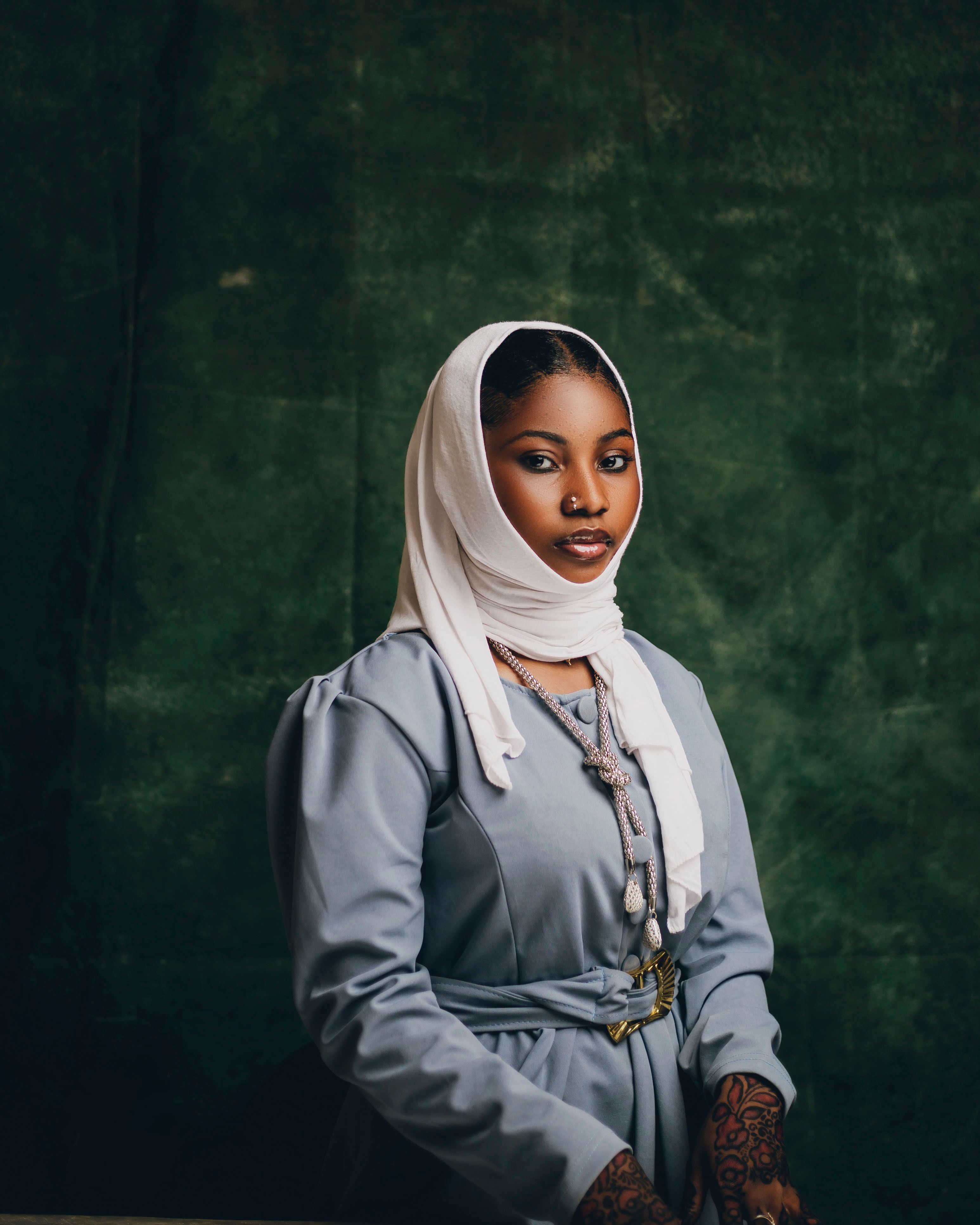 Elegant Portrait of Woman in White Hijab · Free Stock Photo