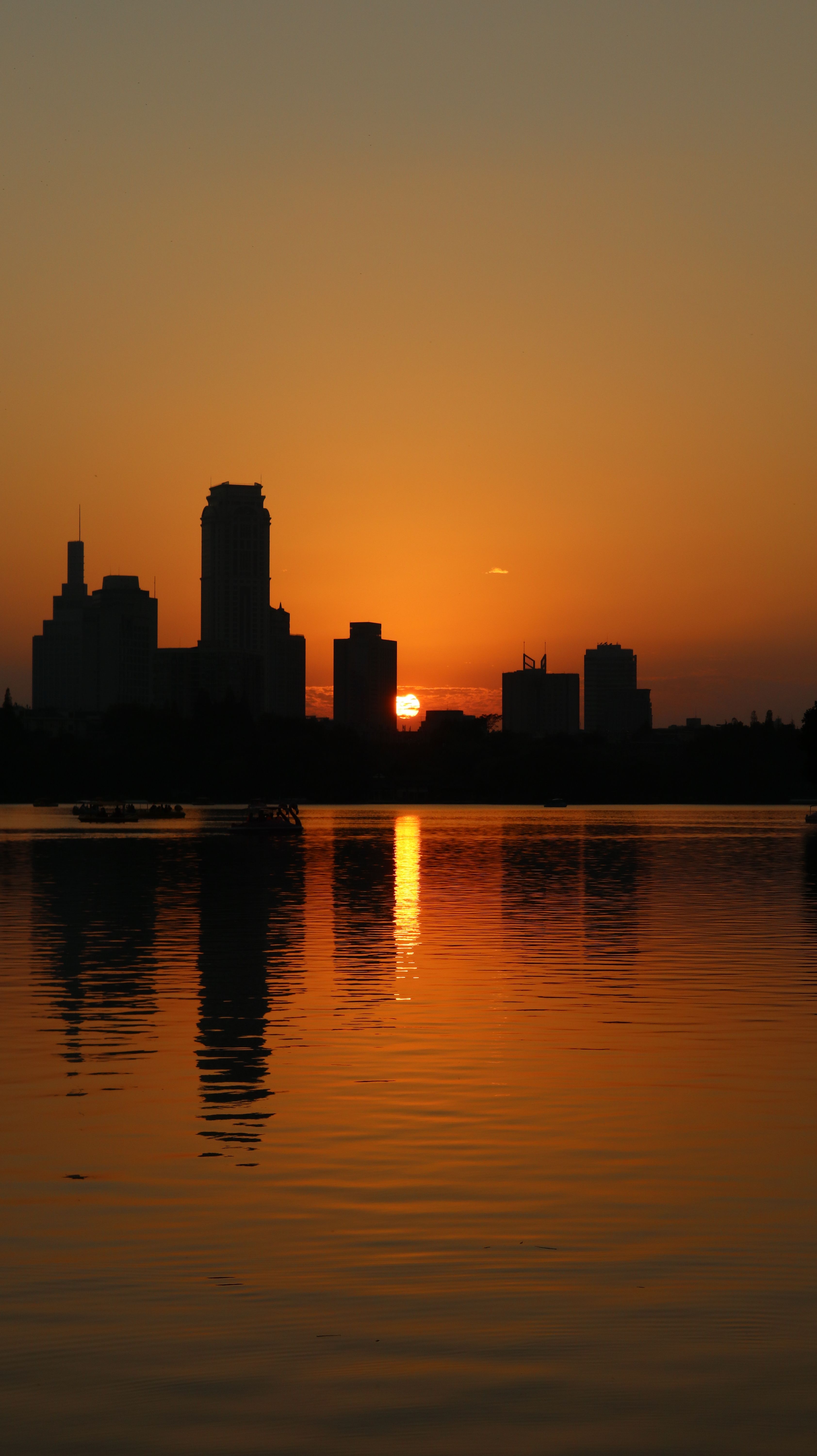 City Skyline Silhouette During Sunset · Free Stock Photo