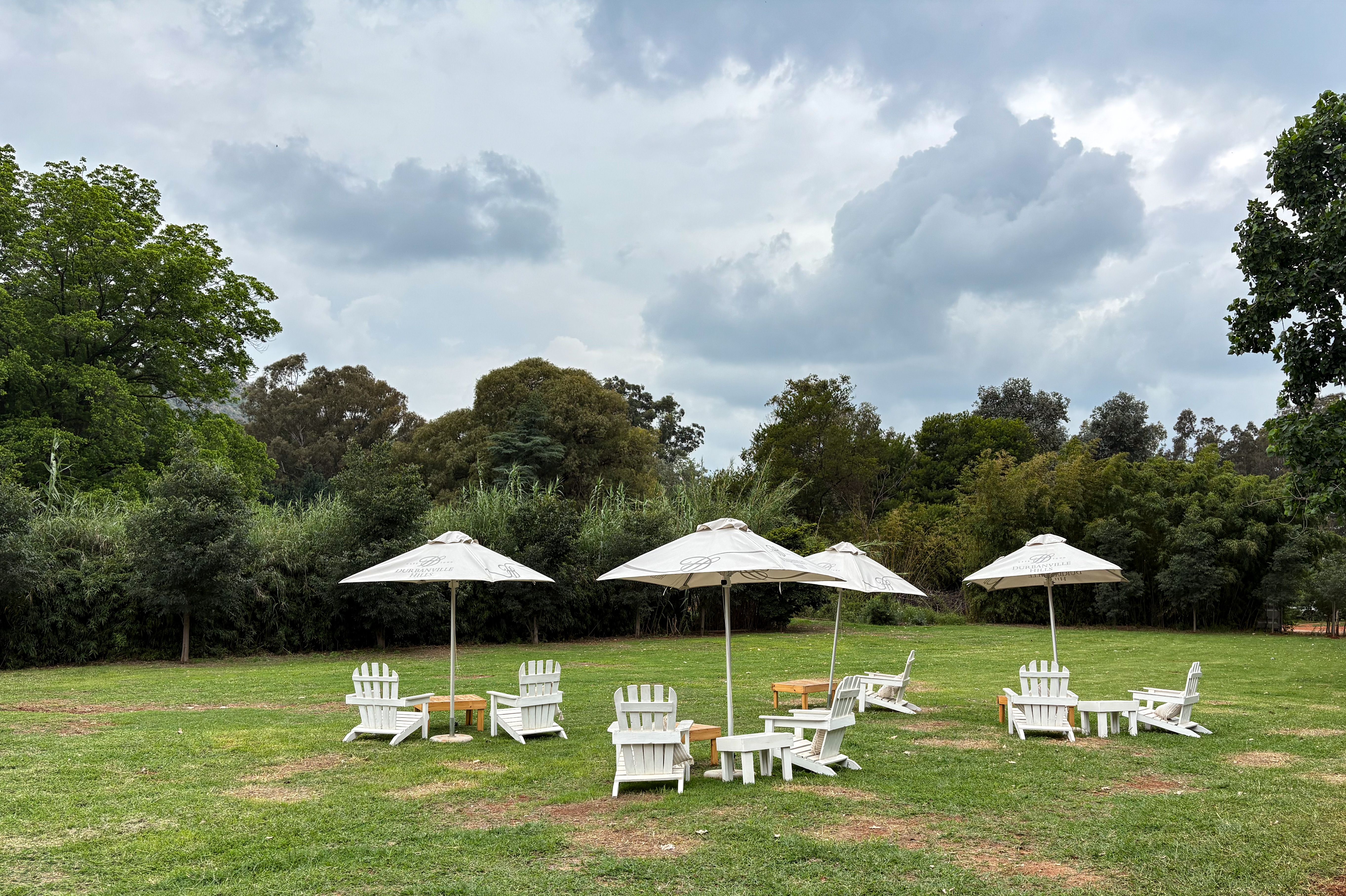 A well-appointed outdoor patio with natural materials and integrated seating