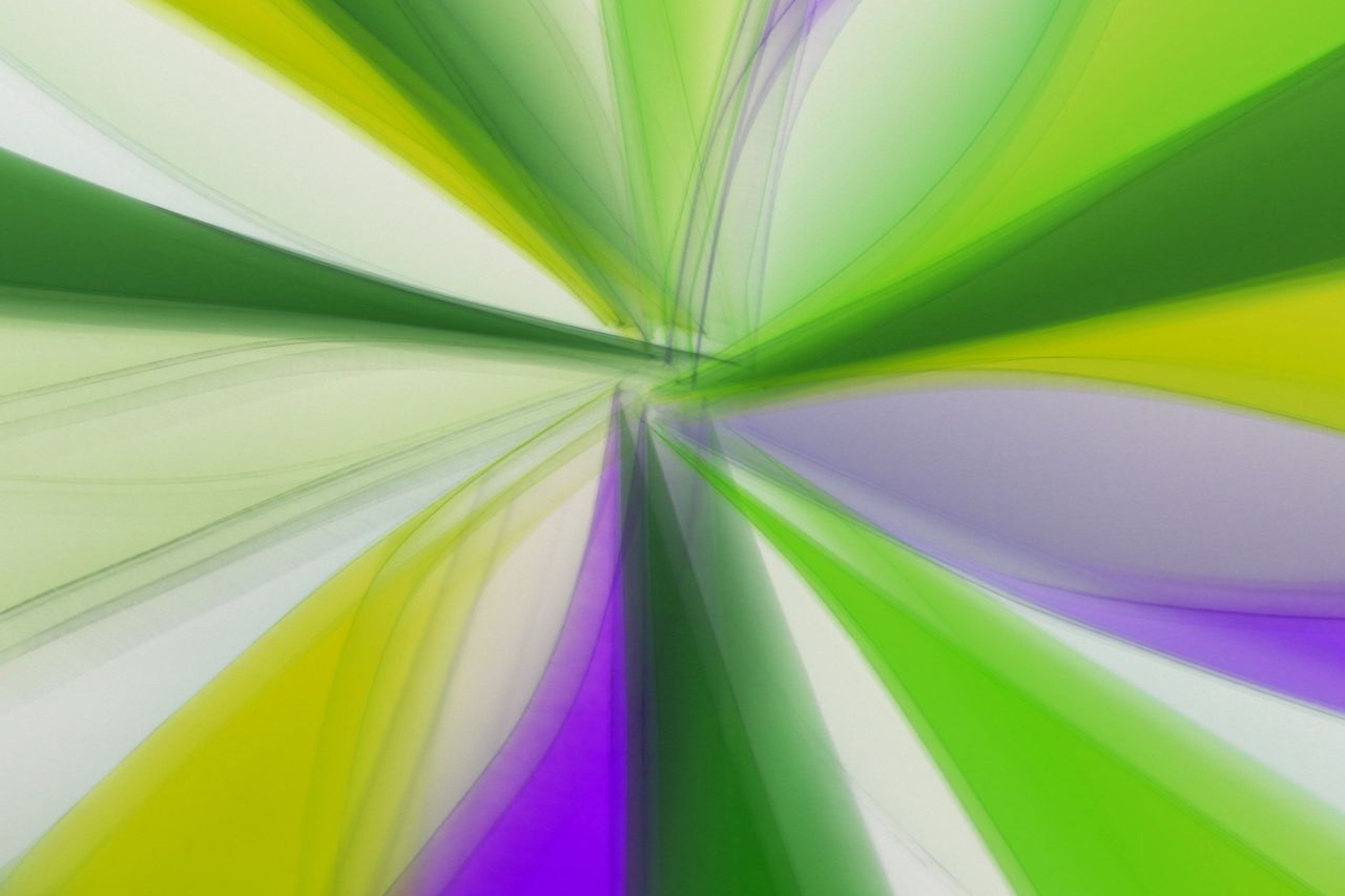 dynamic abstract art with vibrant green yellow and purple waves