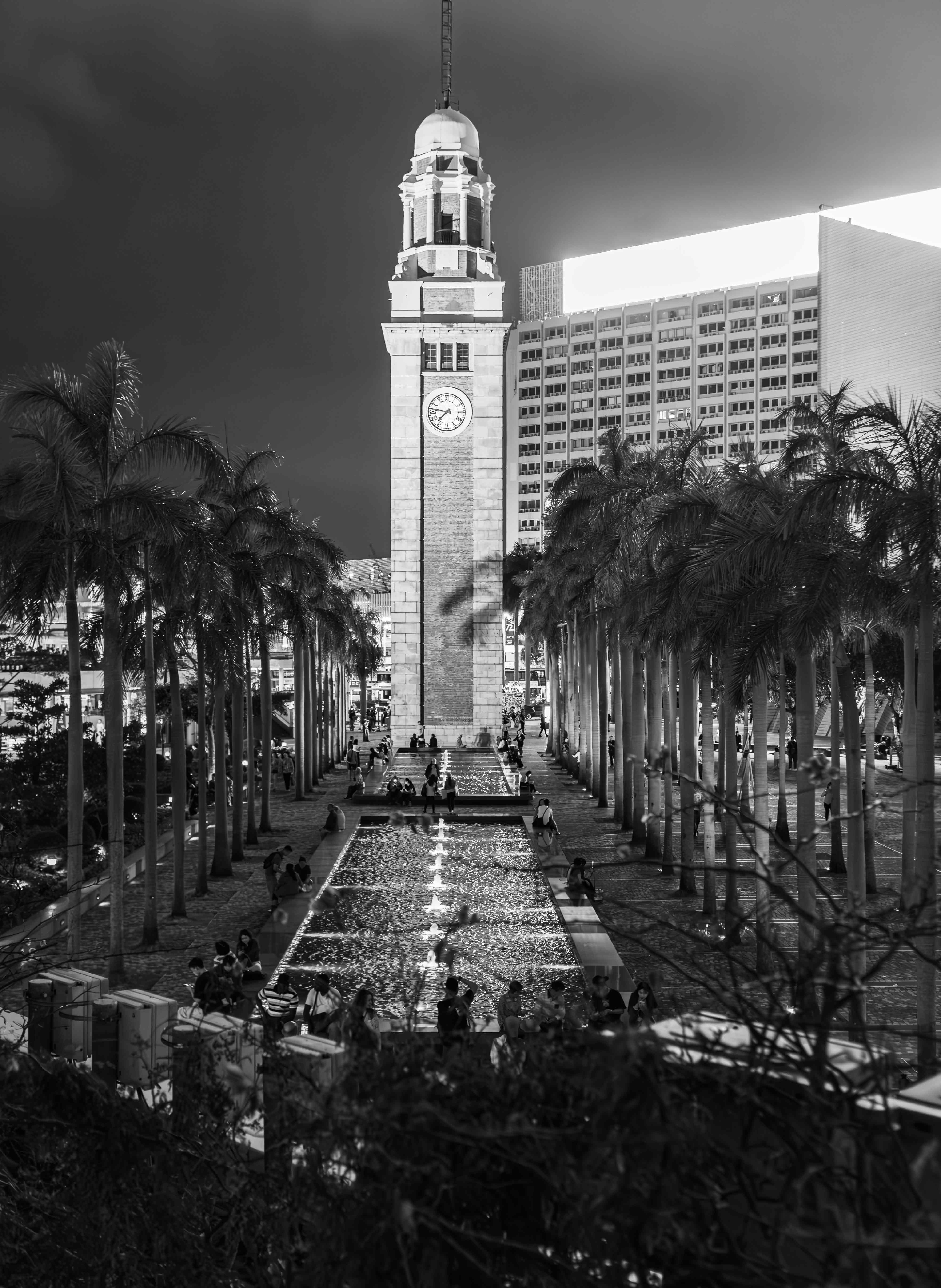 Iconic Clock Tower in Black and White Urban Scene · Free Stock Photo