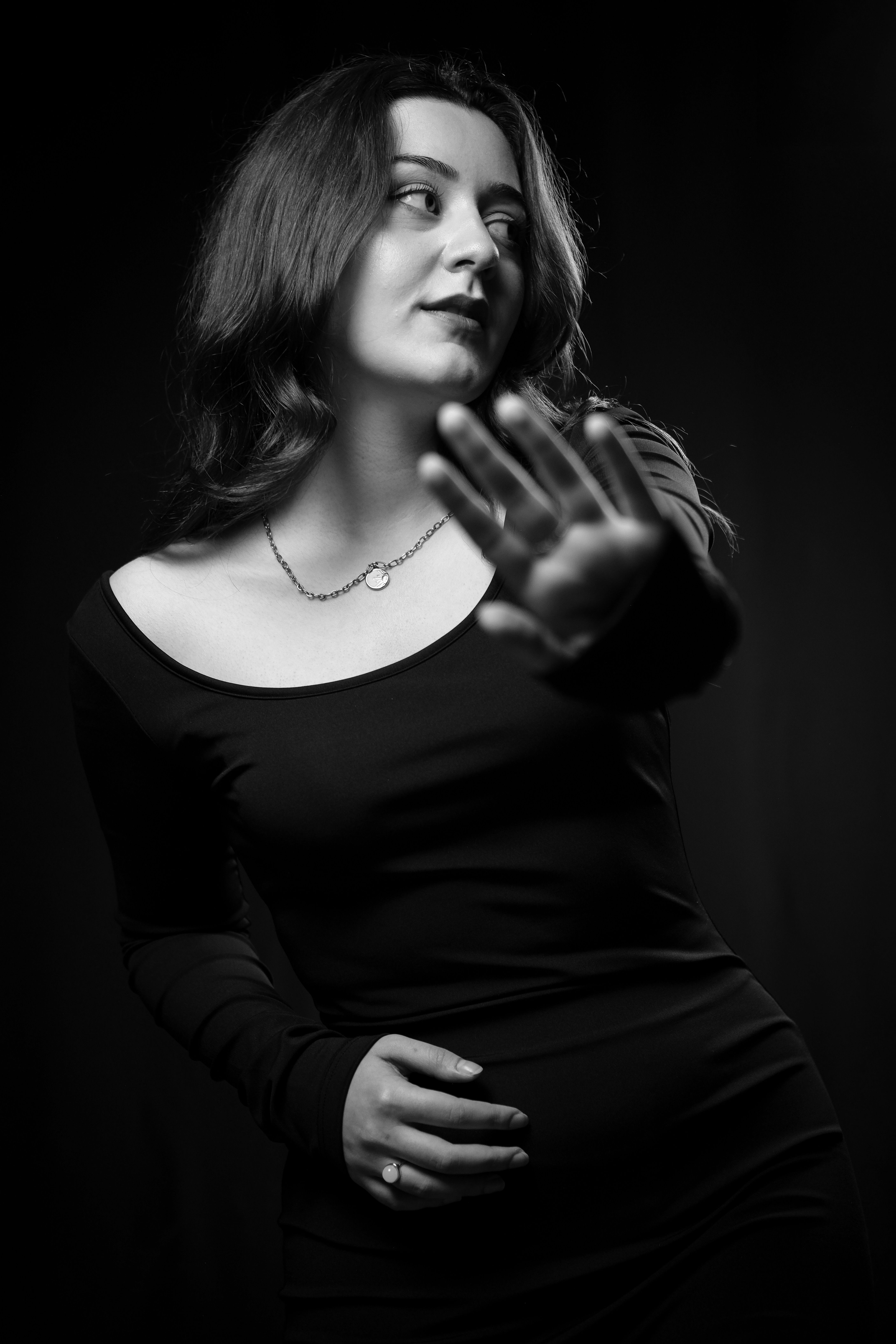 Dramatic Black and White Portrait of a Woman · Free Stock Photo