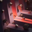 Abstract 3D Geometric Shapes with Red Lighting