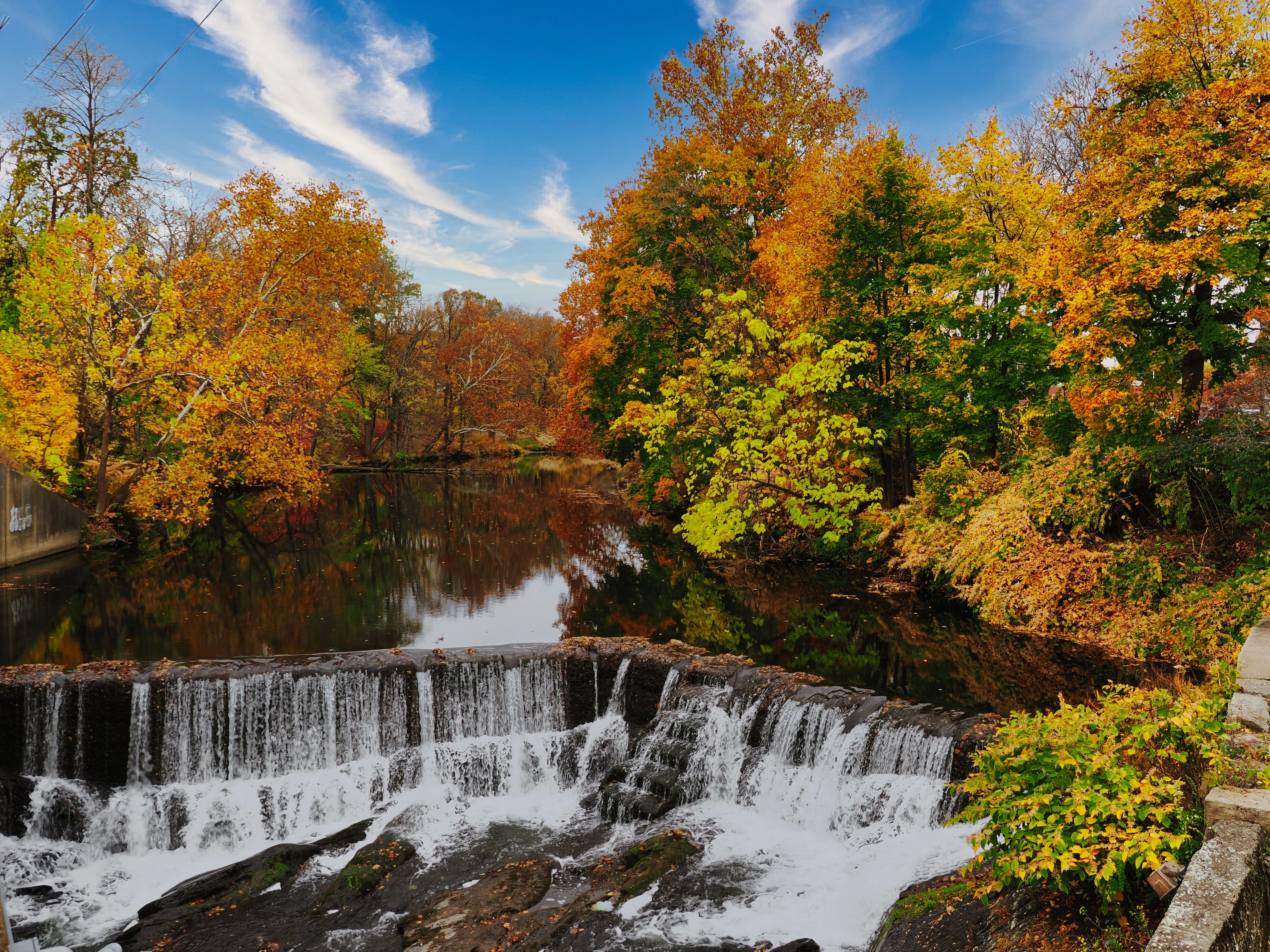 Vibrant Autumn Landscape with Waterfall · Free Stock Photo