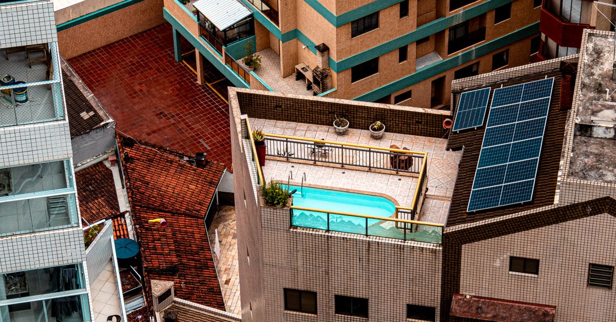 Brazil Rooftop Tanning Aerial View of Rooftop Pool in Praia Grande, Brazil · Free Stock Photo