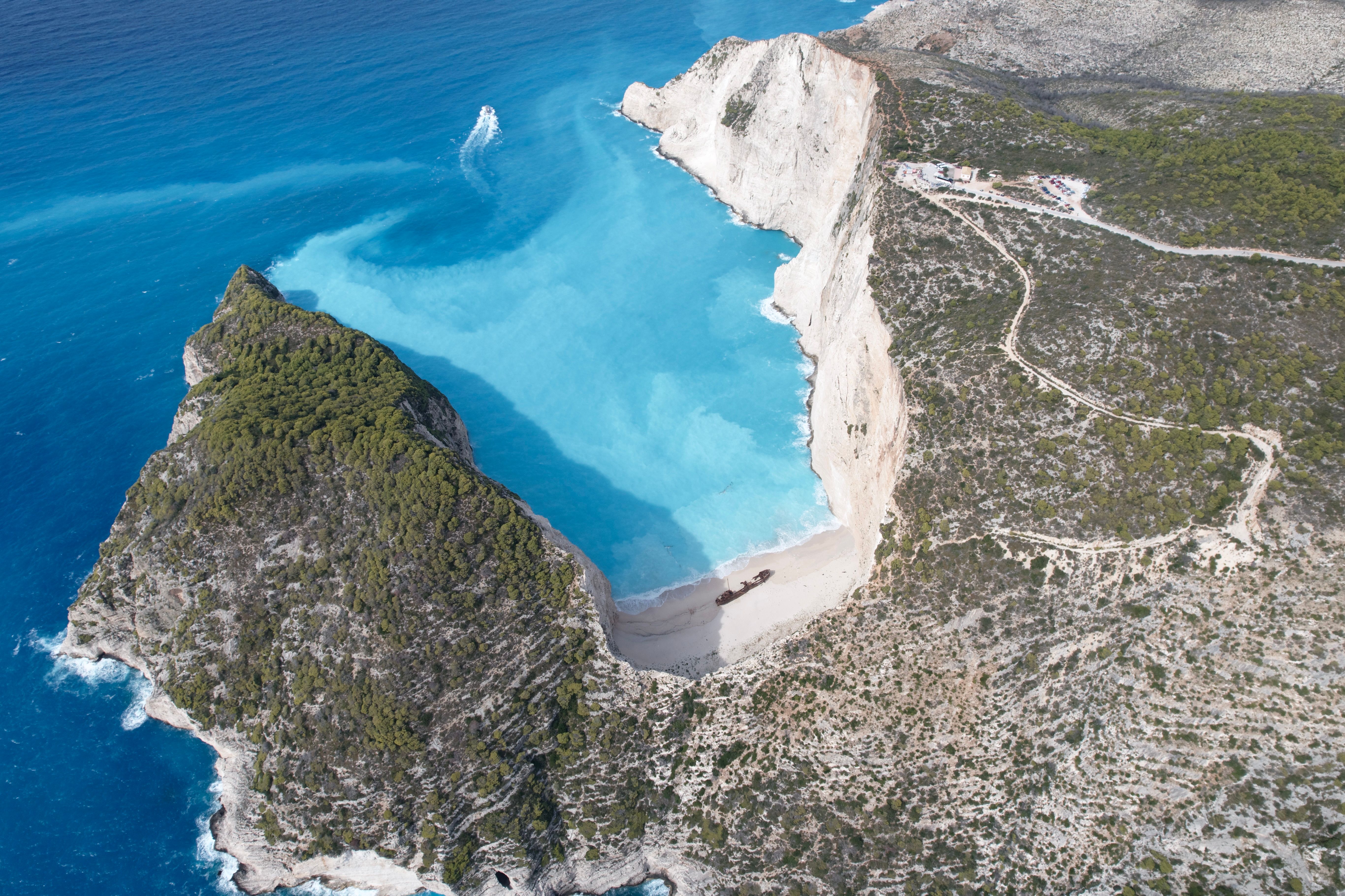 Navagio Beach vanuit de lucht