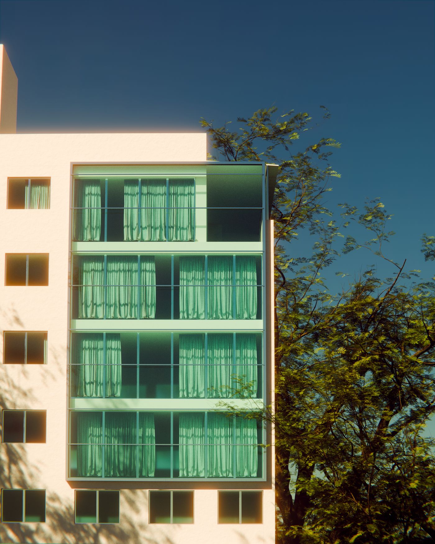 Modern cam balkonlu apartman cephesi