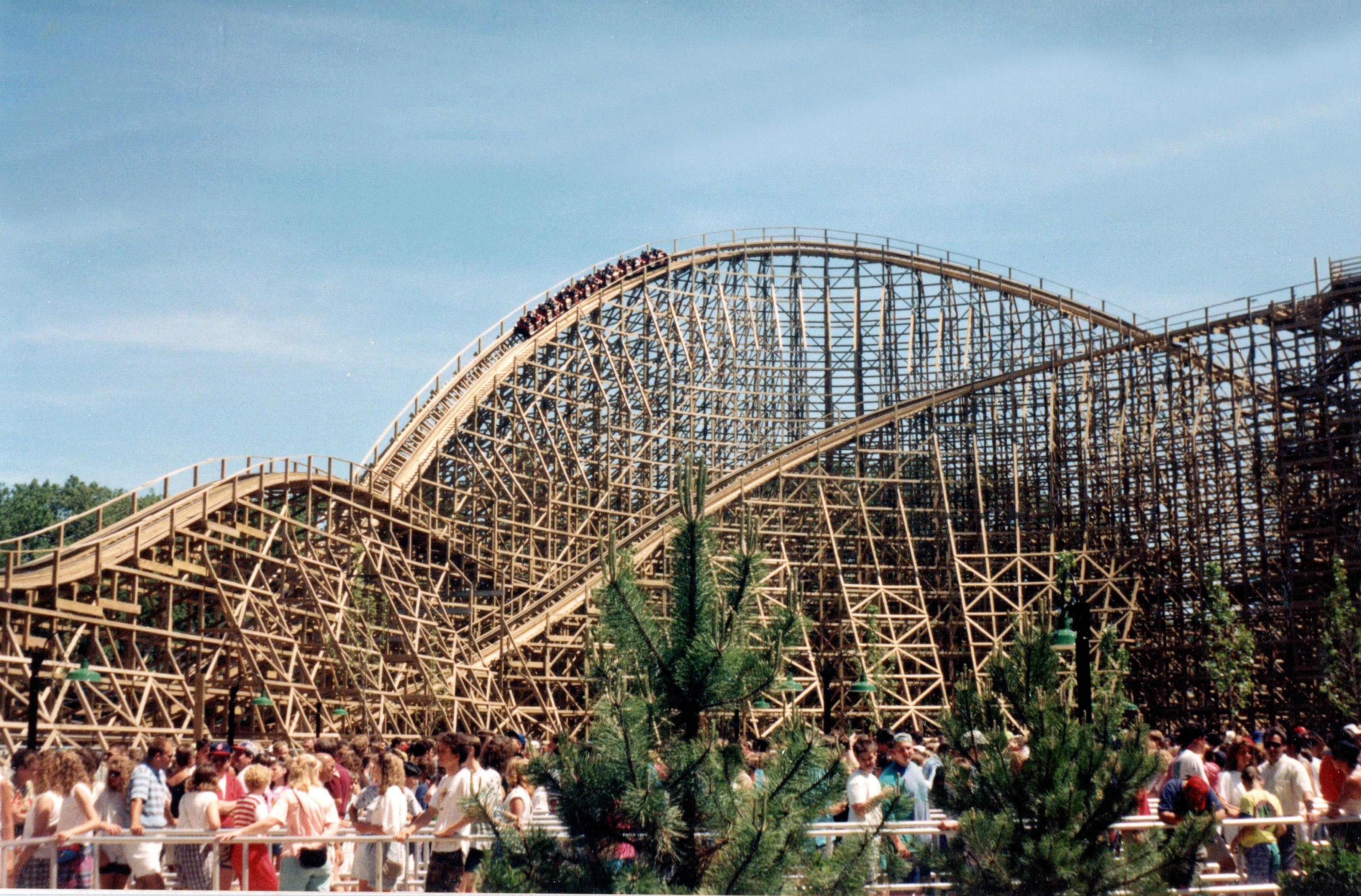 Experience the excitement of the iconic wooden roller coaster at Cedar Point, Sandusky, Ohio.