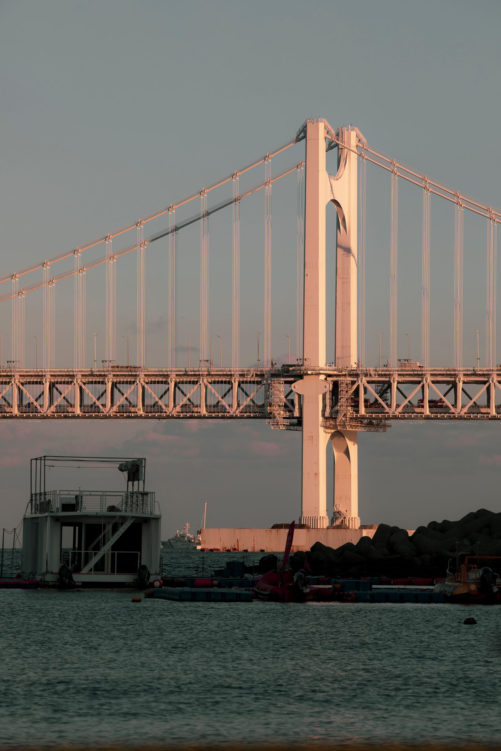 Gwangan Bridge at dusk over Busan
