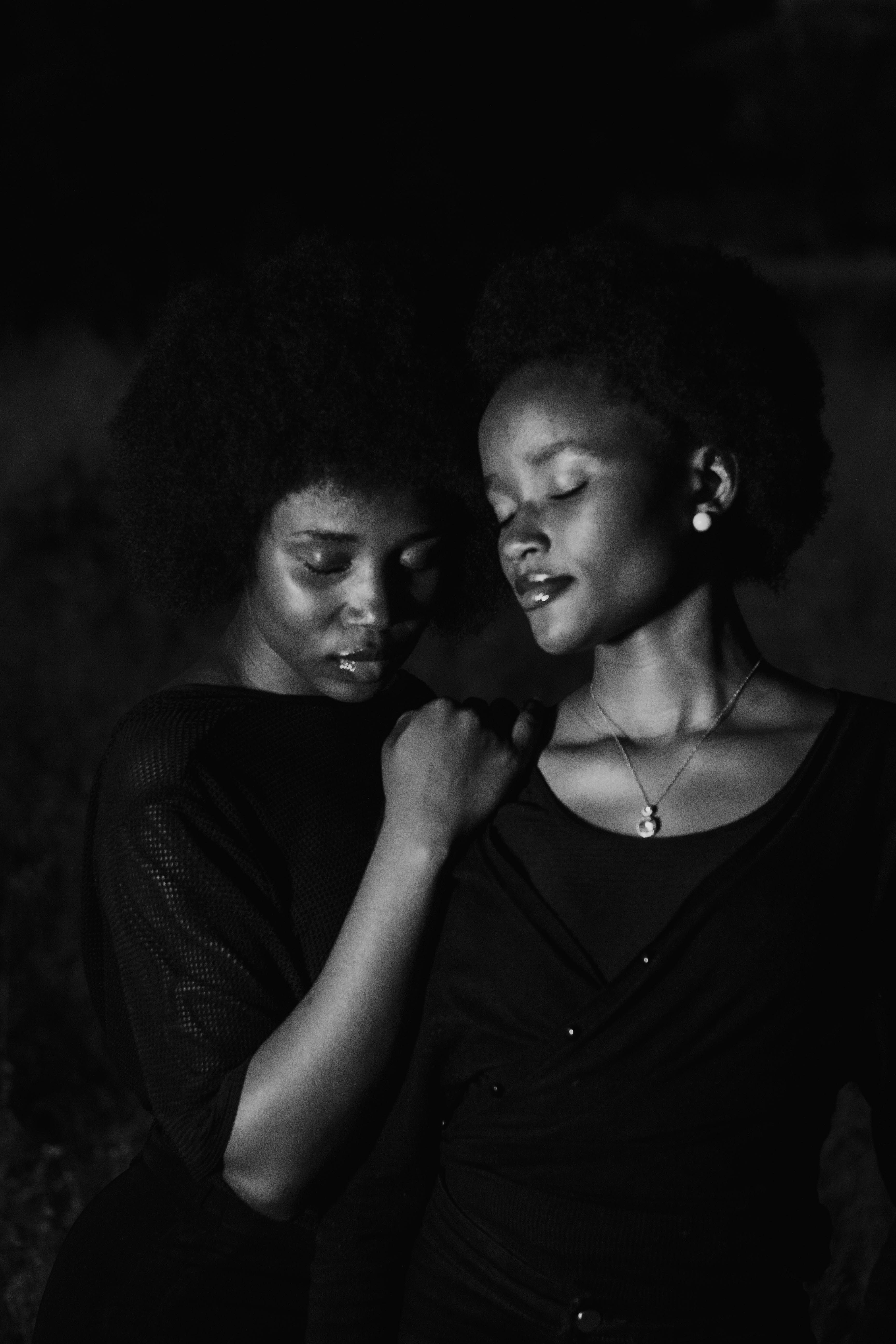 Artistic Black and White Portrait of Two Women · Free Stock Photo