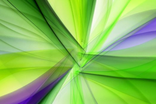 Vibrant abstract design with green and purple light patterns, creating a dynamic visual experience.