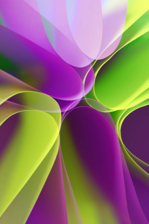 Free Vibrant abstract image featuring flowing purple and green shapes in a harmonious composition. Stock Photo